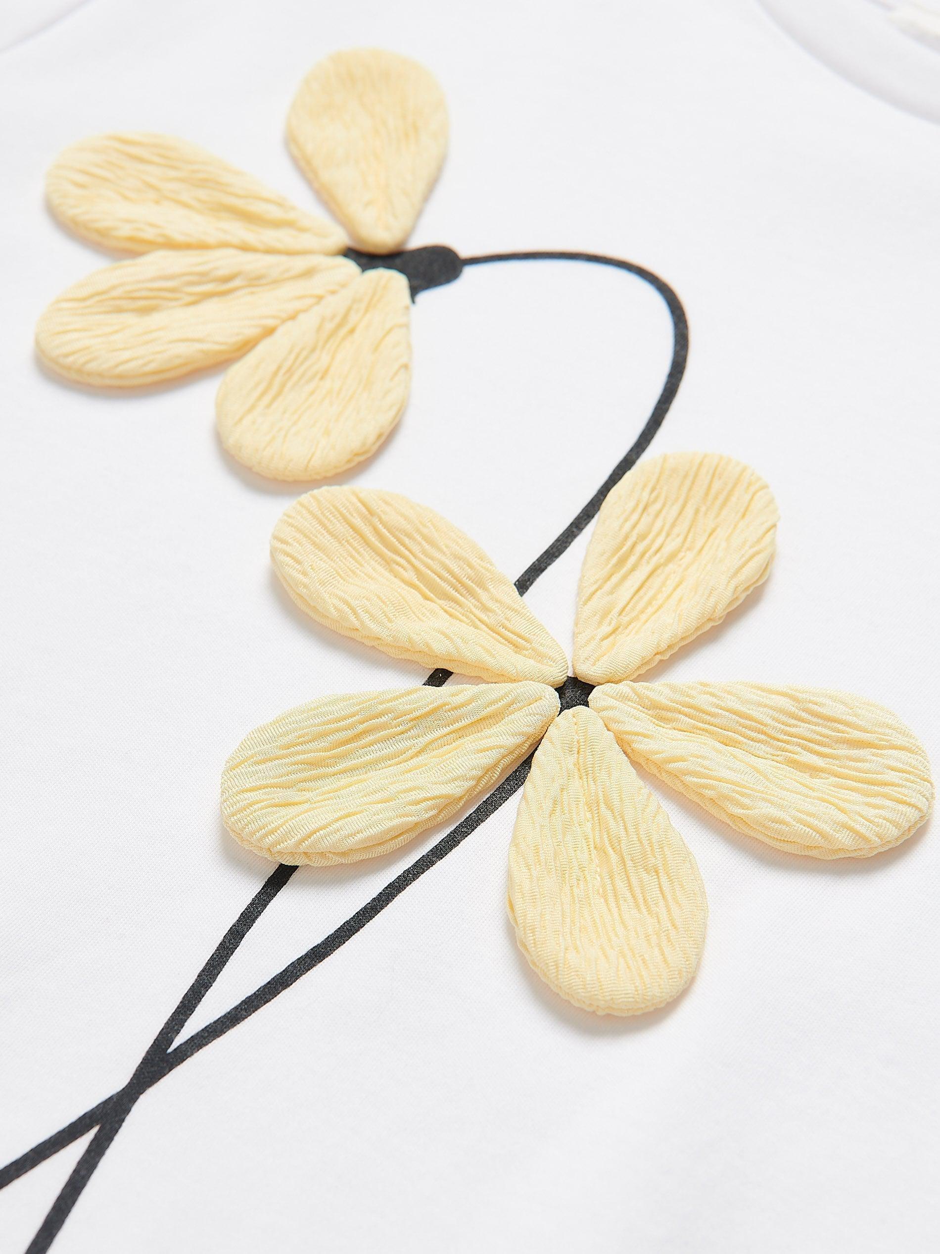 Cream T-Shirt With Flower Applique, Ivory, large image number 4