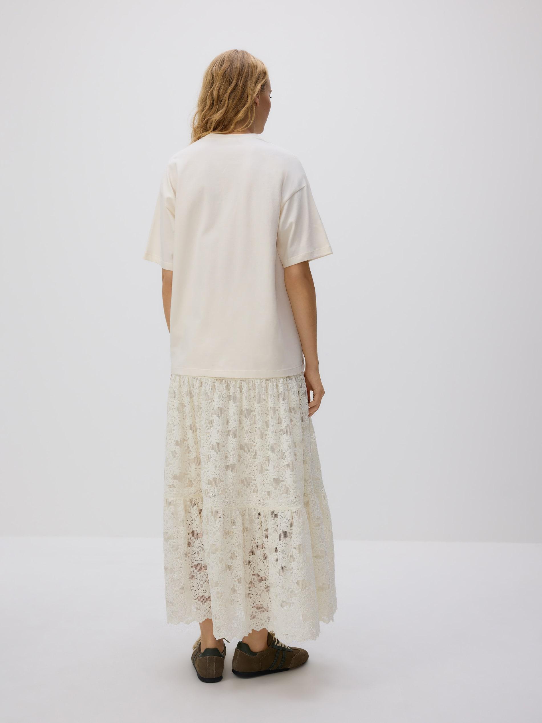 Cream T-Shirt With Print, Ivory, large image number 5