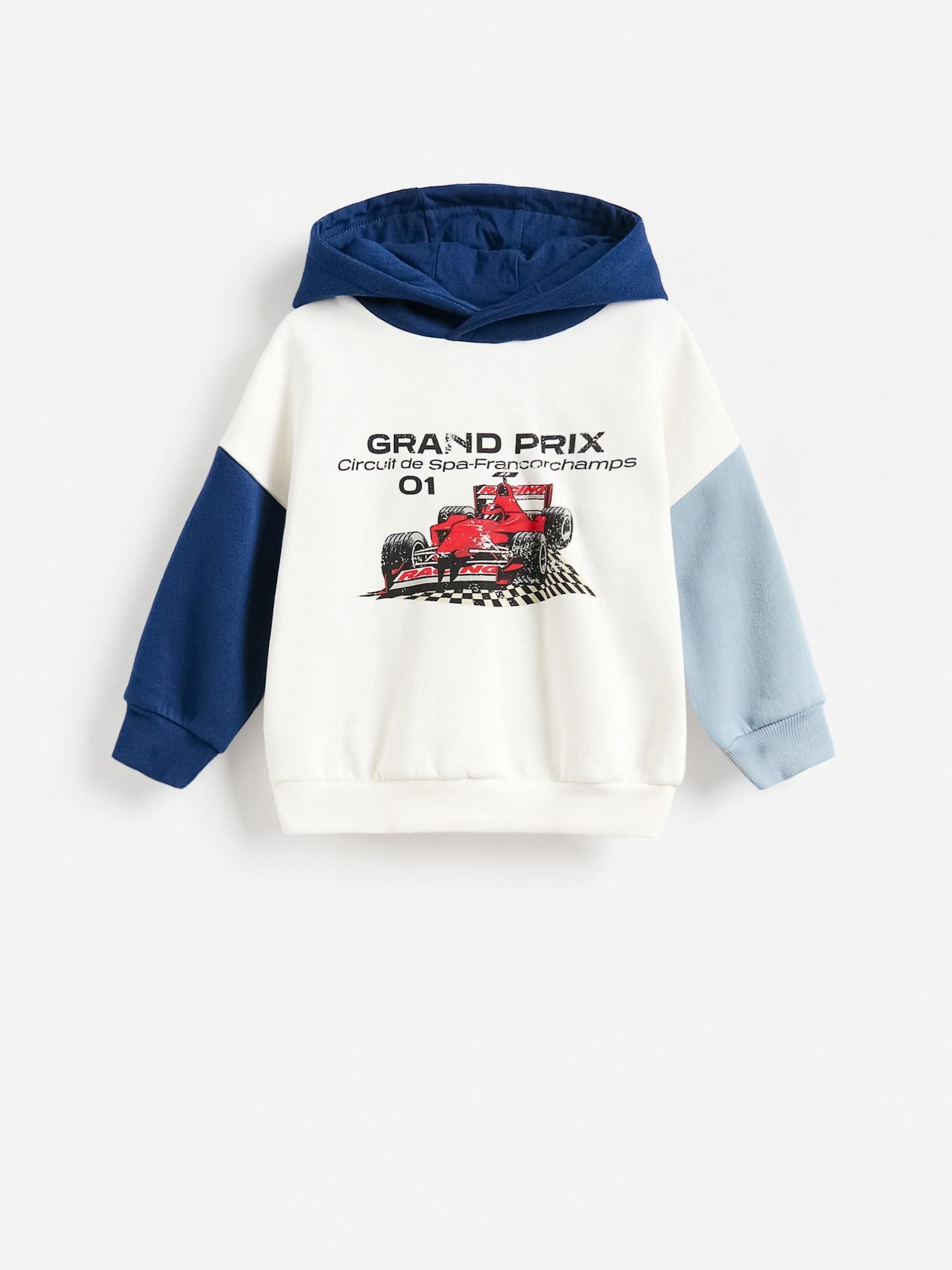 Cream Cotton Rich Sweatshirt With Print, Ivory, large image number 1