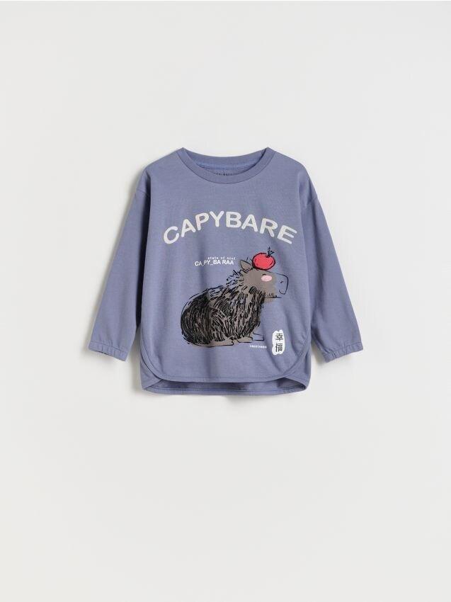 Blue Long Sleeve T-Shirt With Print, , large image number 0