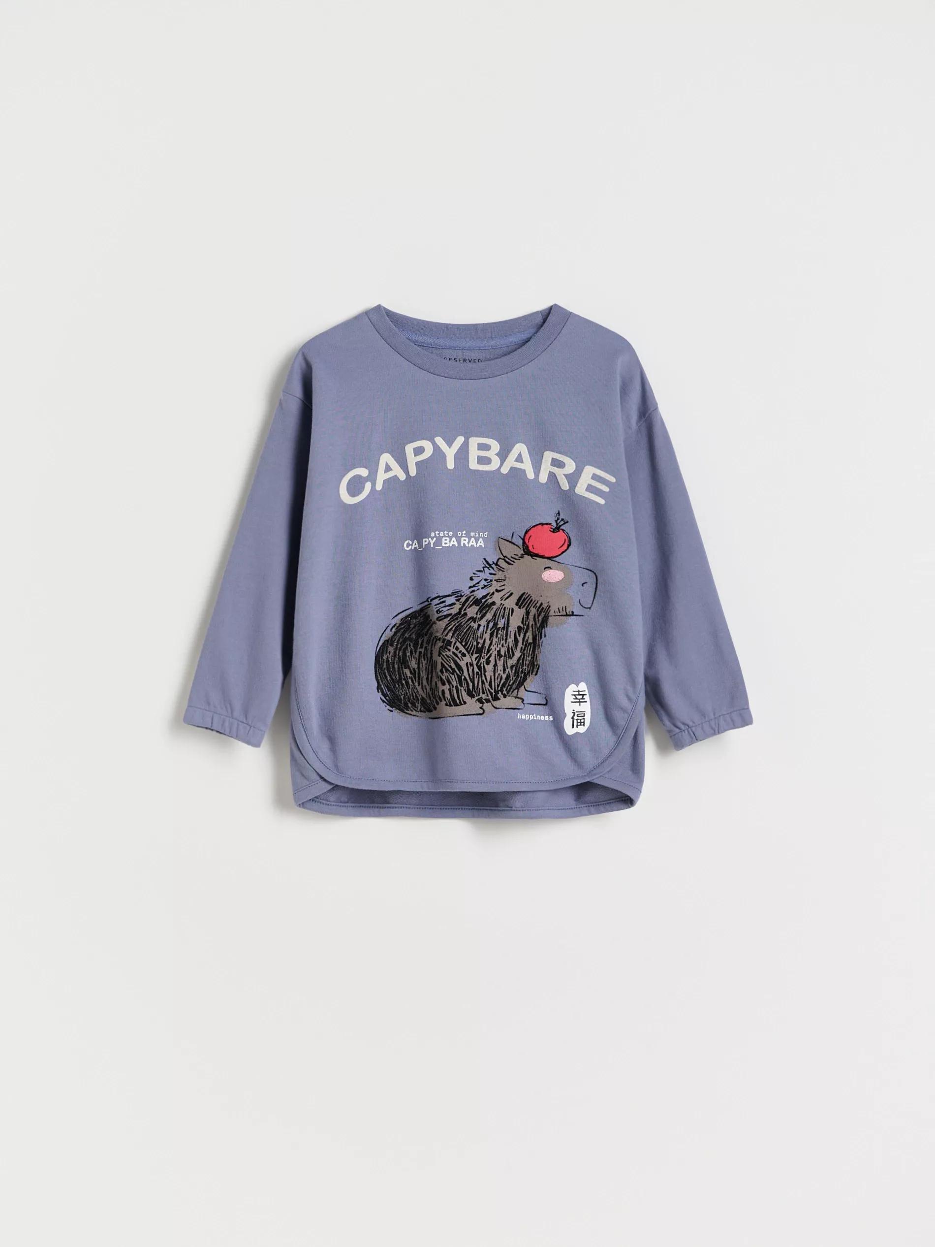Blue Long Sleeve T-Shirt With Print, , large image number 2