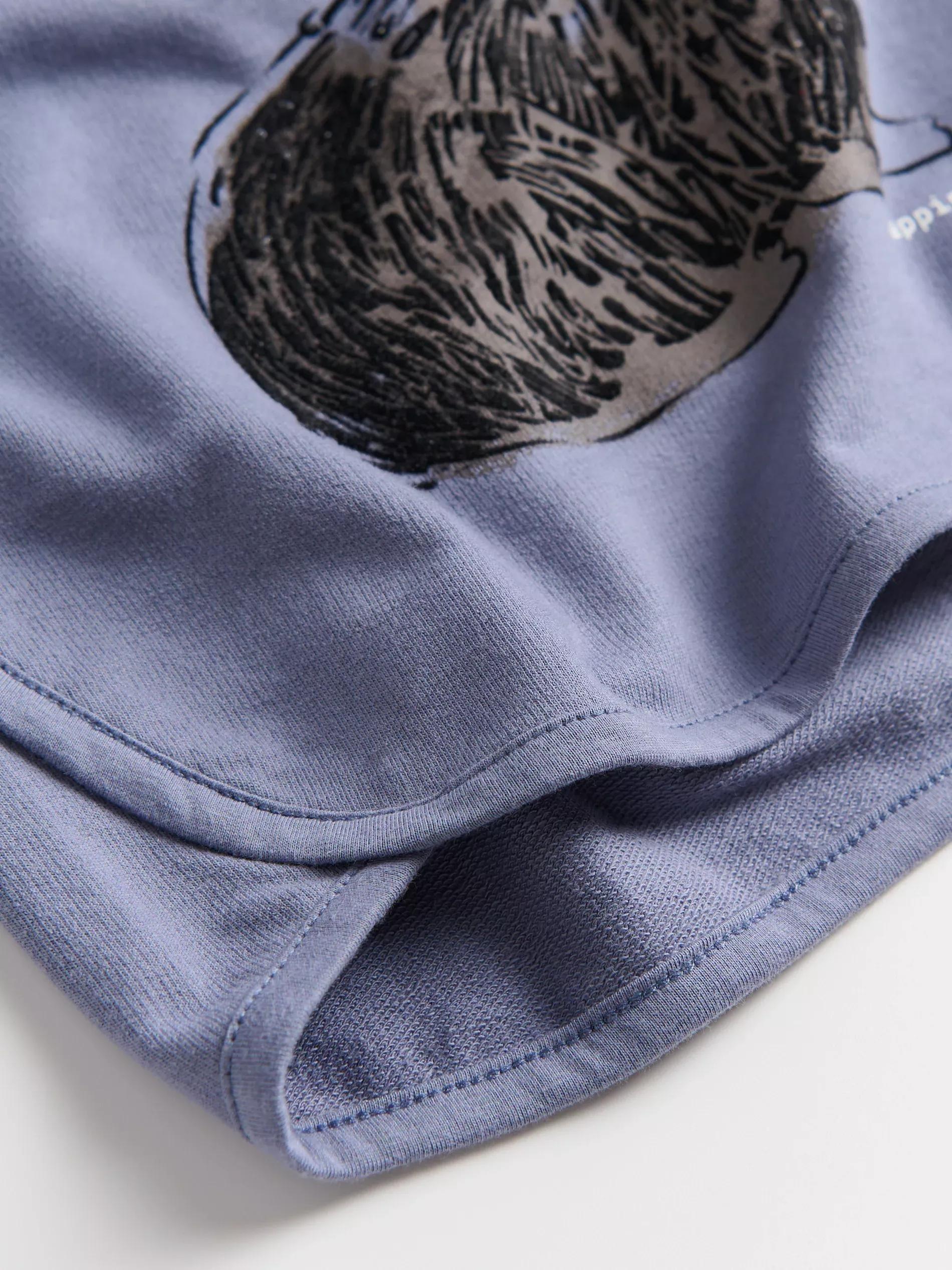 Blue Long Sleeve T-Shirt With Print, , large image number 3
