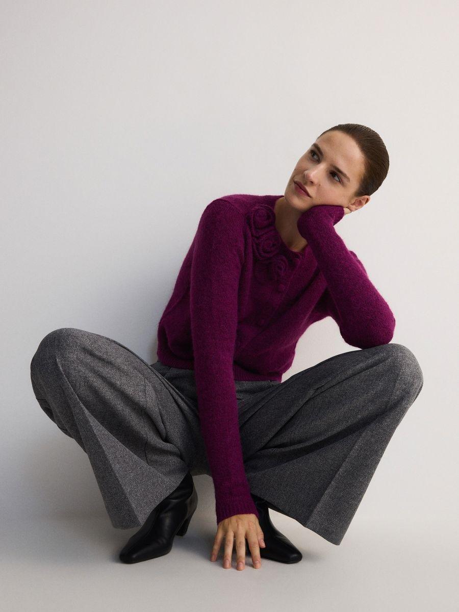 Purple Wool Cardigan, , large image number 0