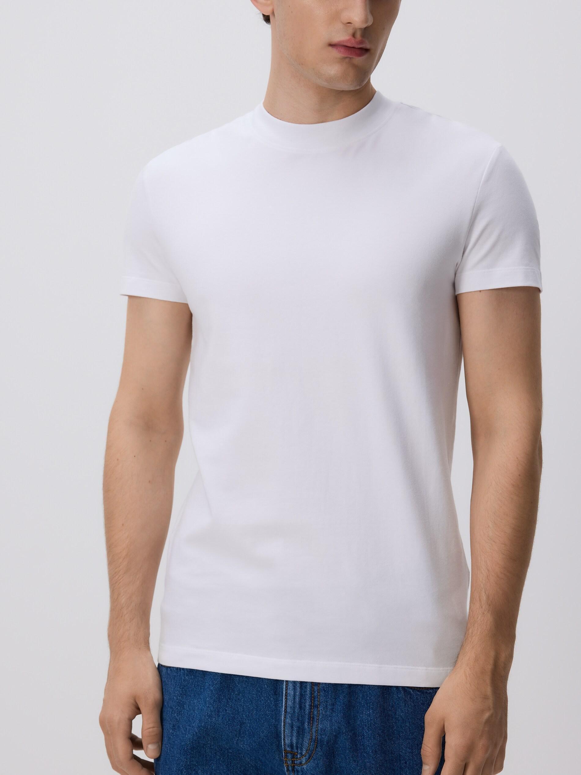 White Slim Fit Cotton T-Shirt, White, medium