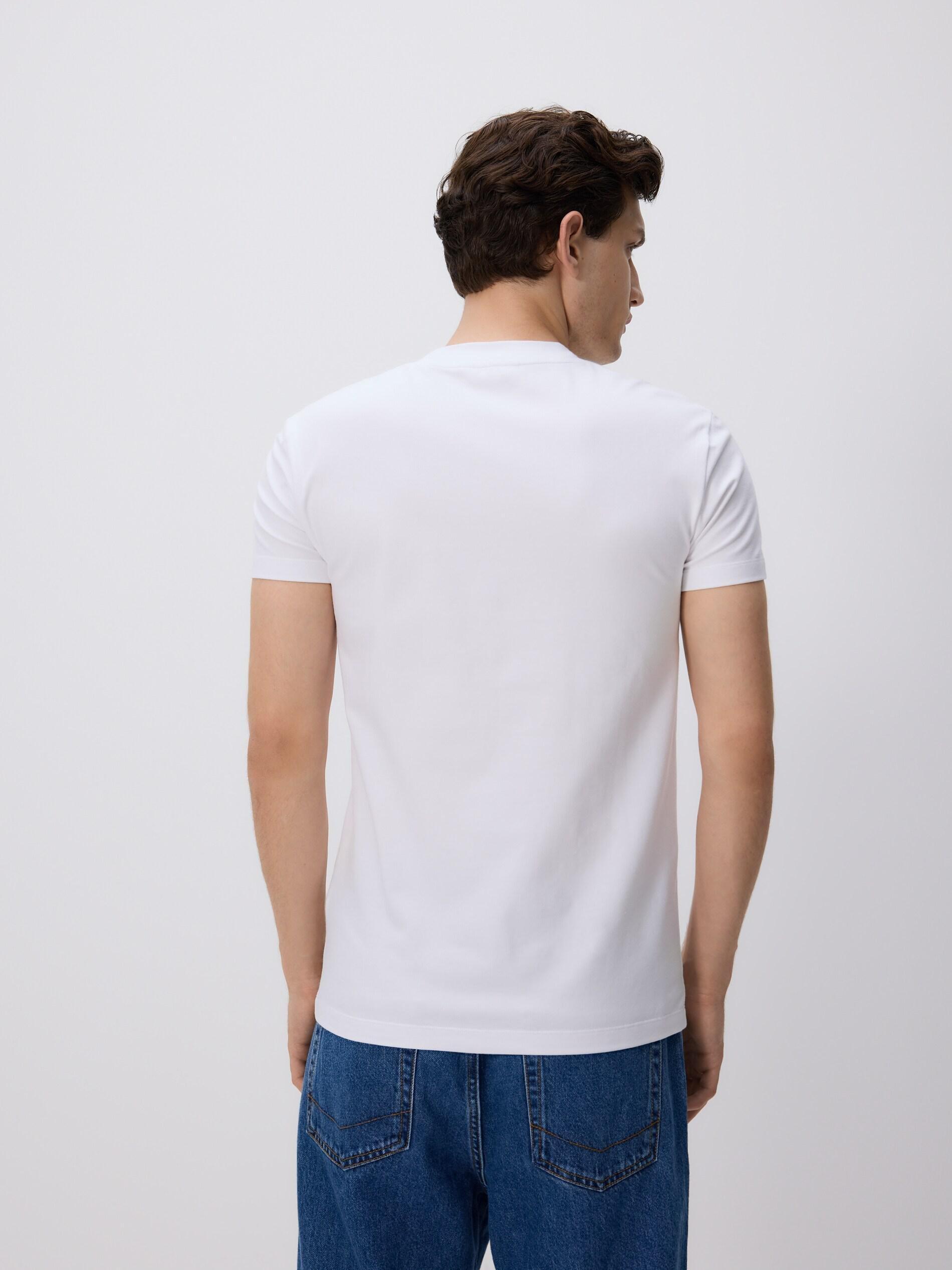 White Slim Fit Cotton T-Shirt, White, large image number 3