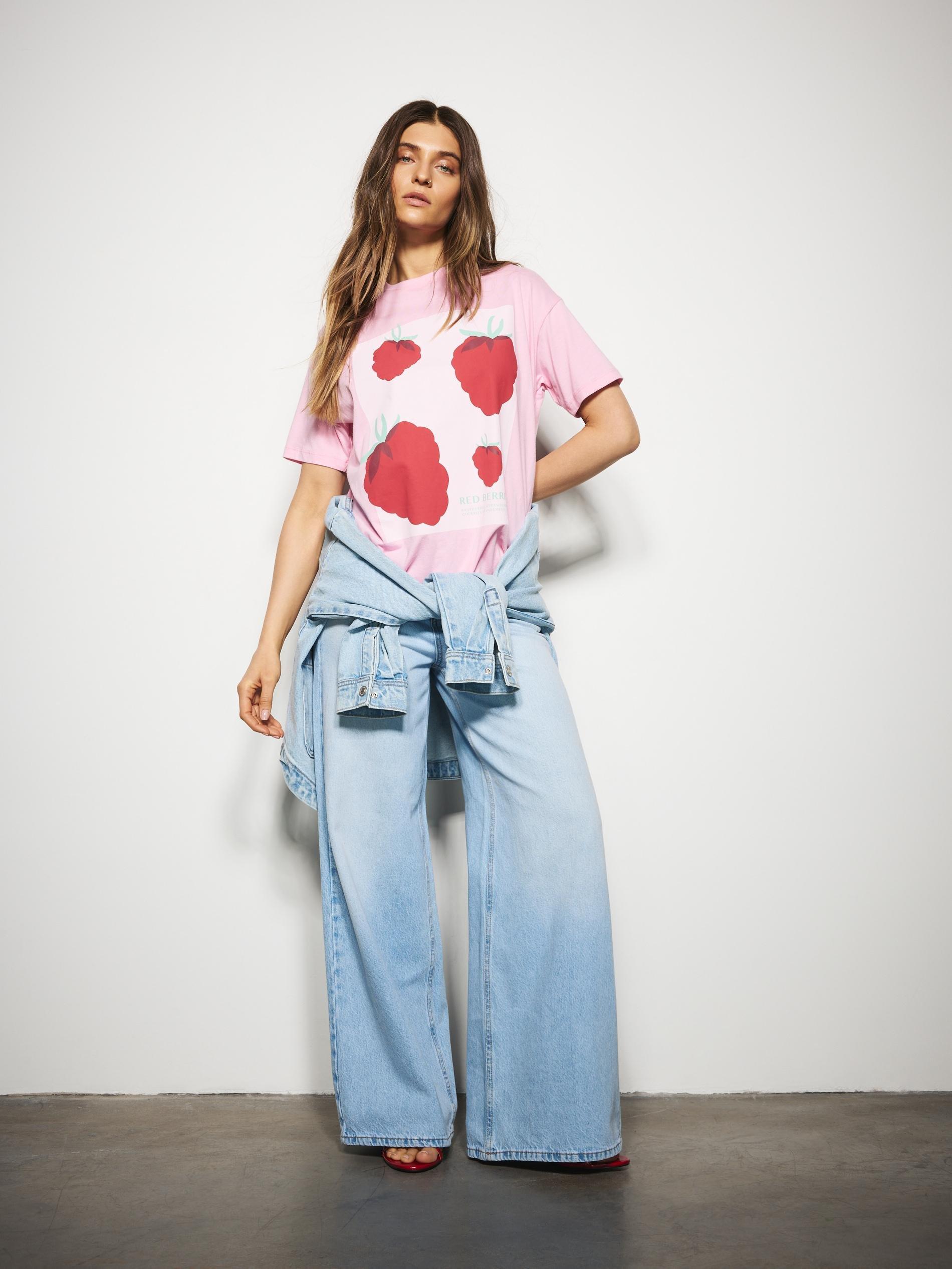 Yellow T-Shirt With Print, Pink, large image number 1