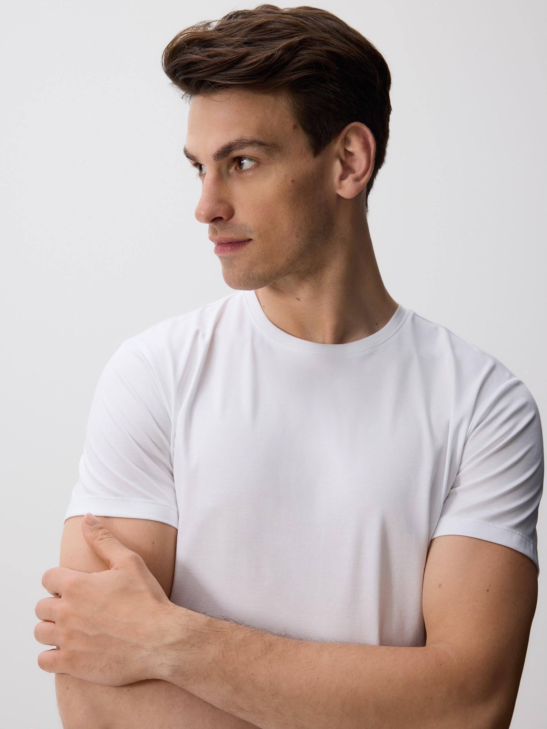 WHITE Regular fit modal blend T-shirt, White, large image number 4