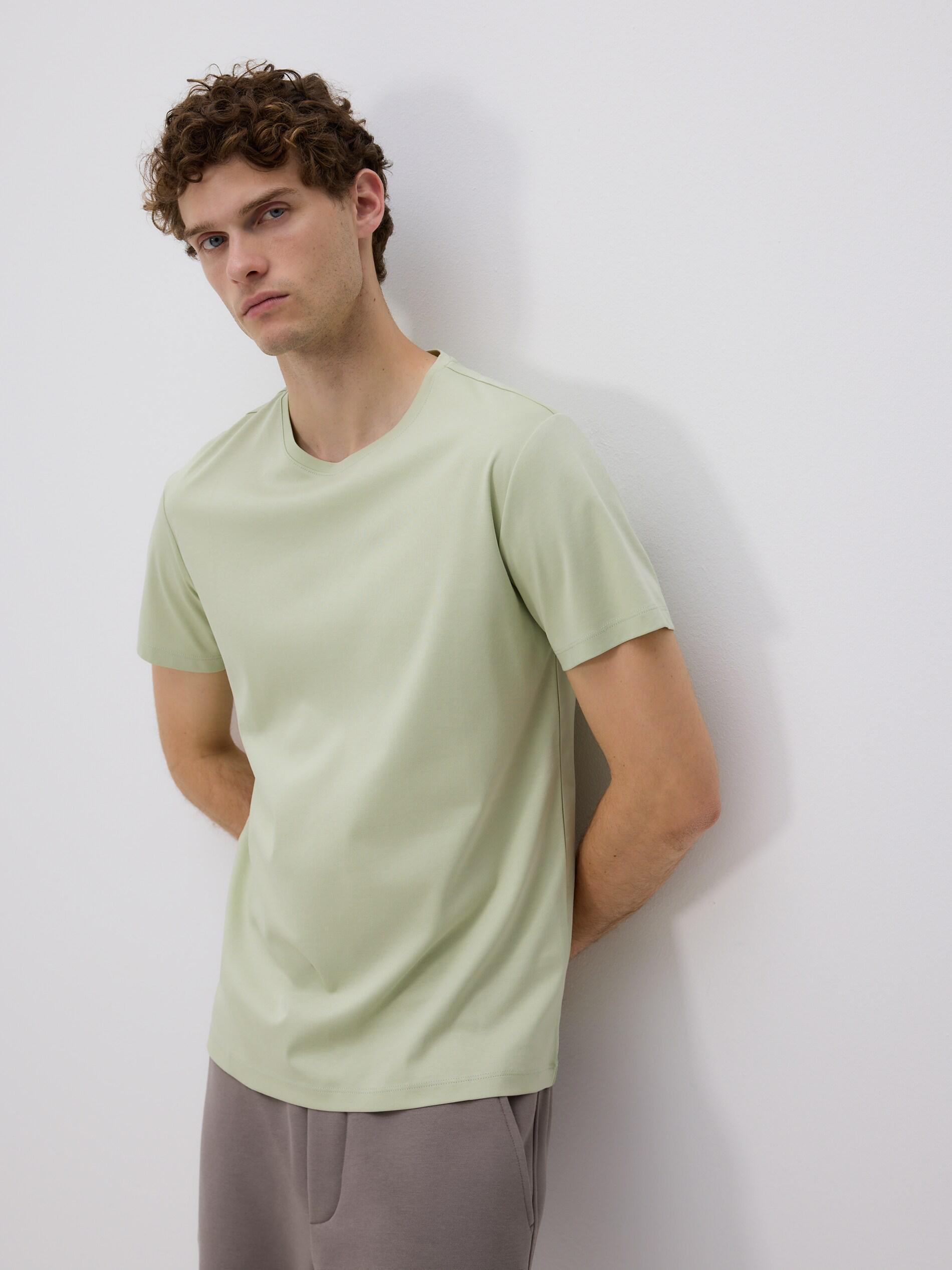 PALE GREEN Regular fit modal blend T-shirt, Green, large image number 0