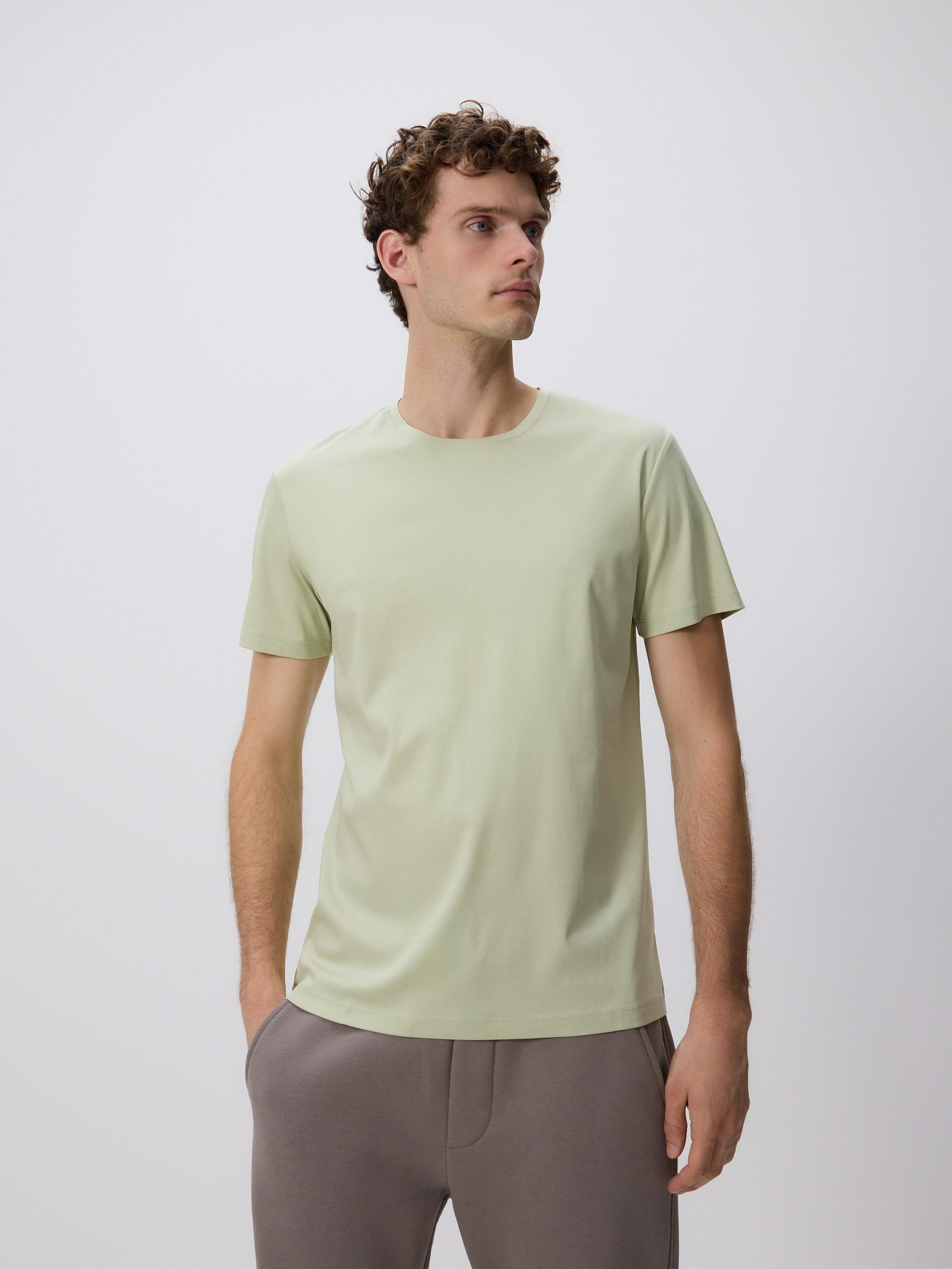 PALE GREEN Regular fit modal blend T-shirt, Green, large image number 2