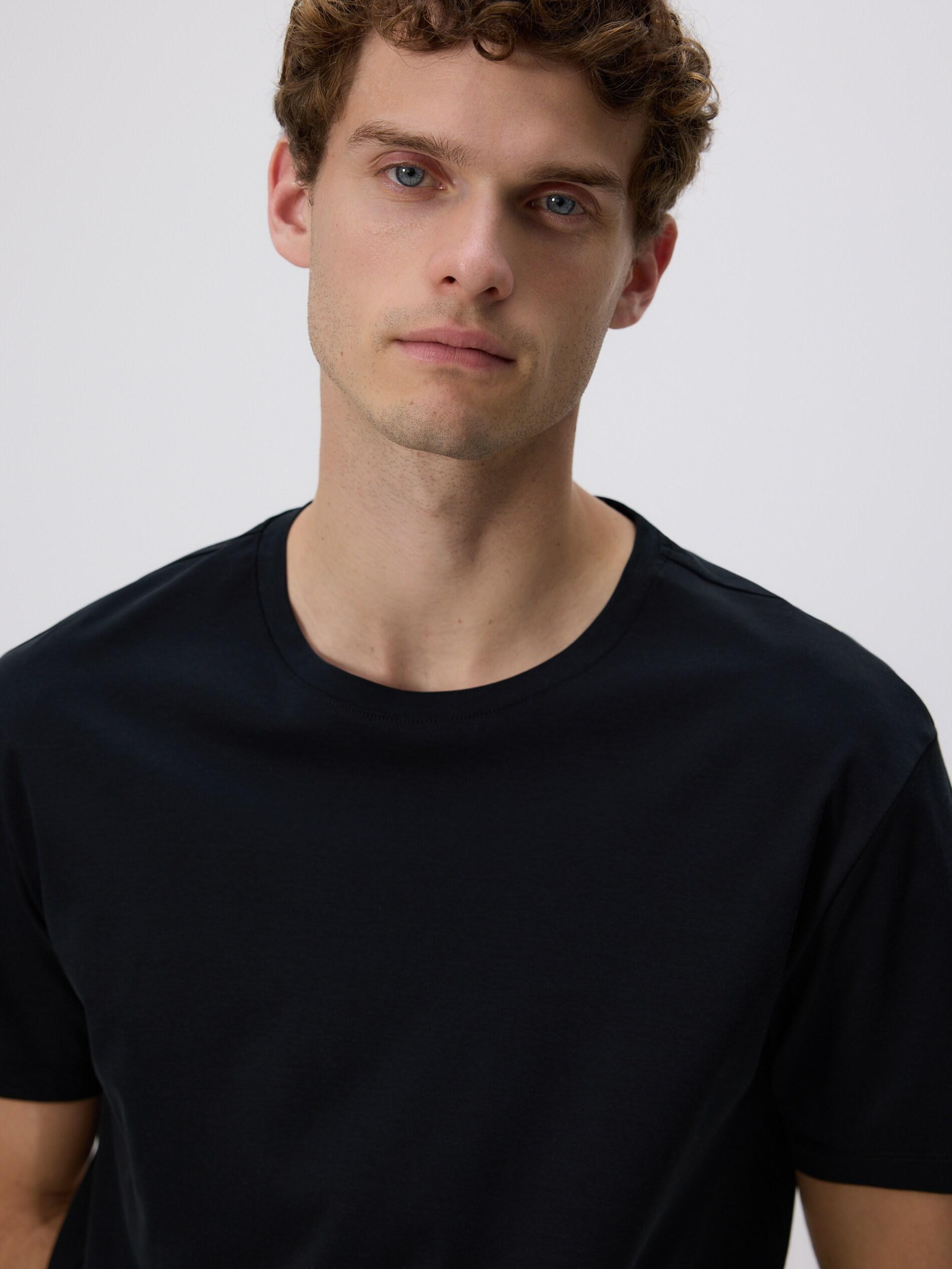 BLACK Regular fit modal blend T-shirt, Black, medium