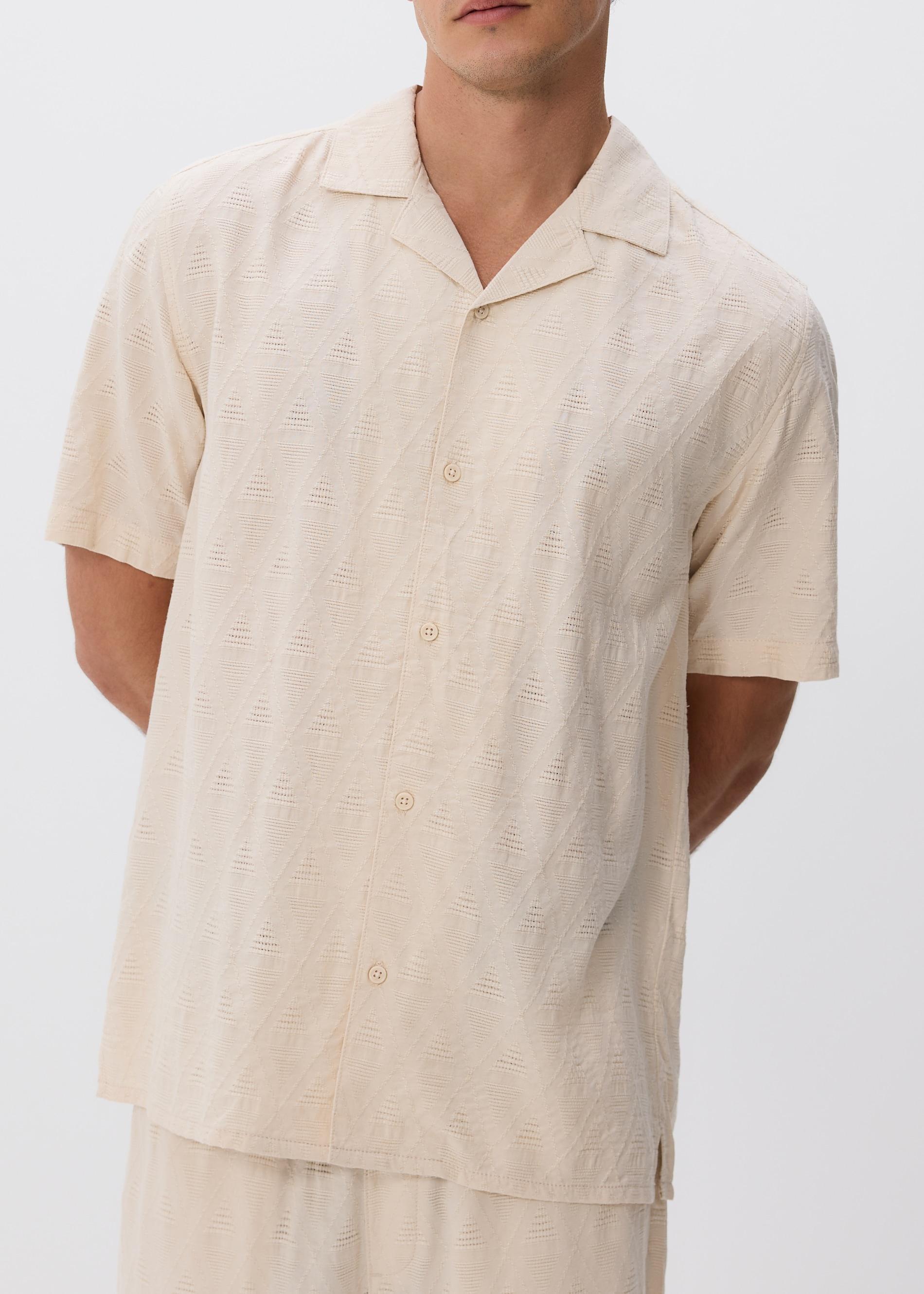 Beige Regular Fit Shirt In Structured Fabric, Beige, large image number 0