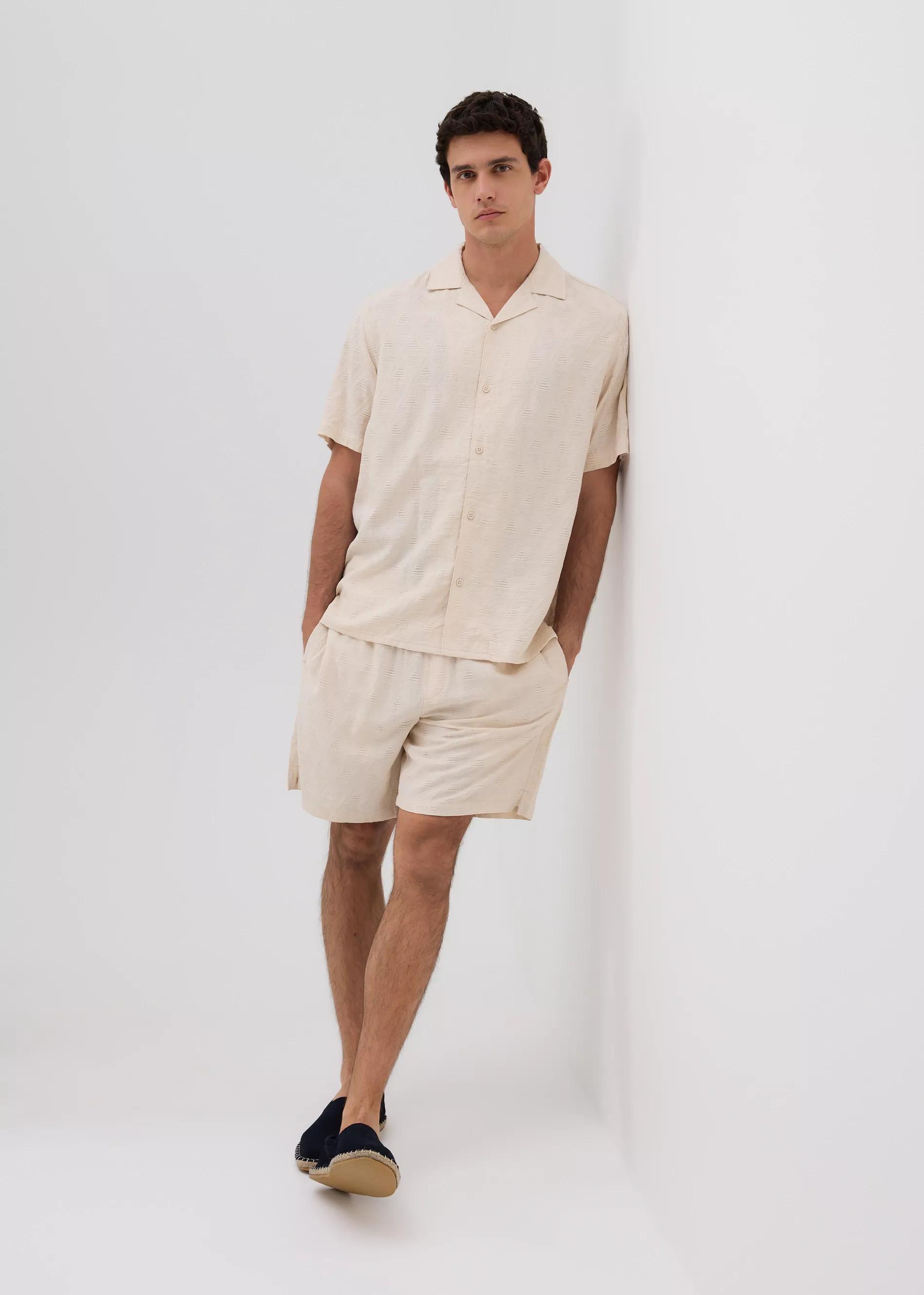 Beige Regular Fit Shirt In Structured Fabric, Beige, large image number 1