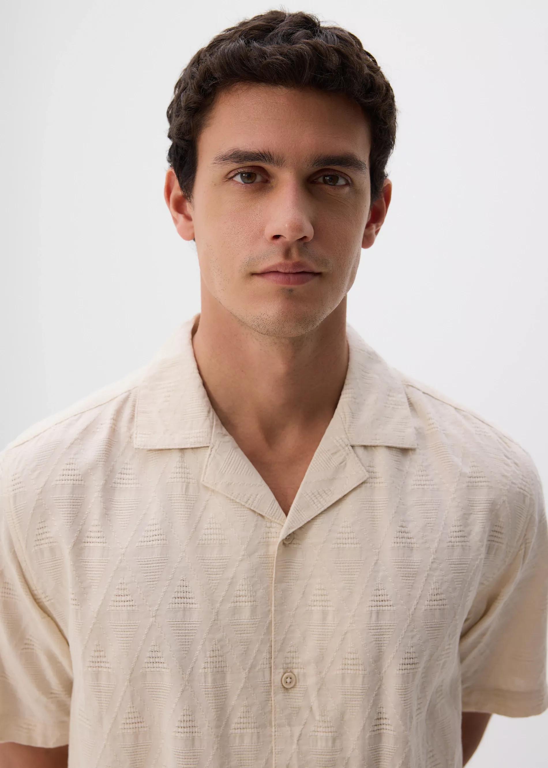 Beige Regular Fit Shirt In Structured Fabric, Beige, large image number 4