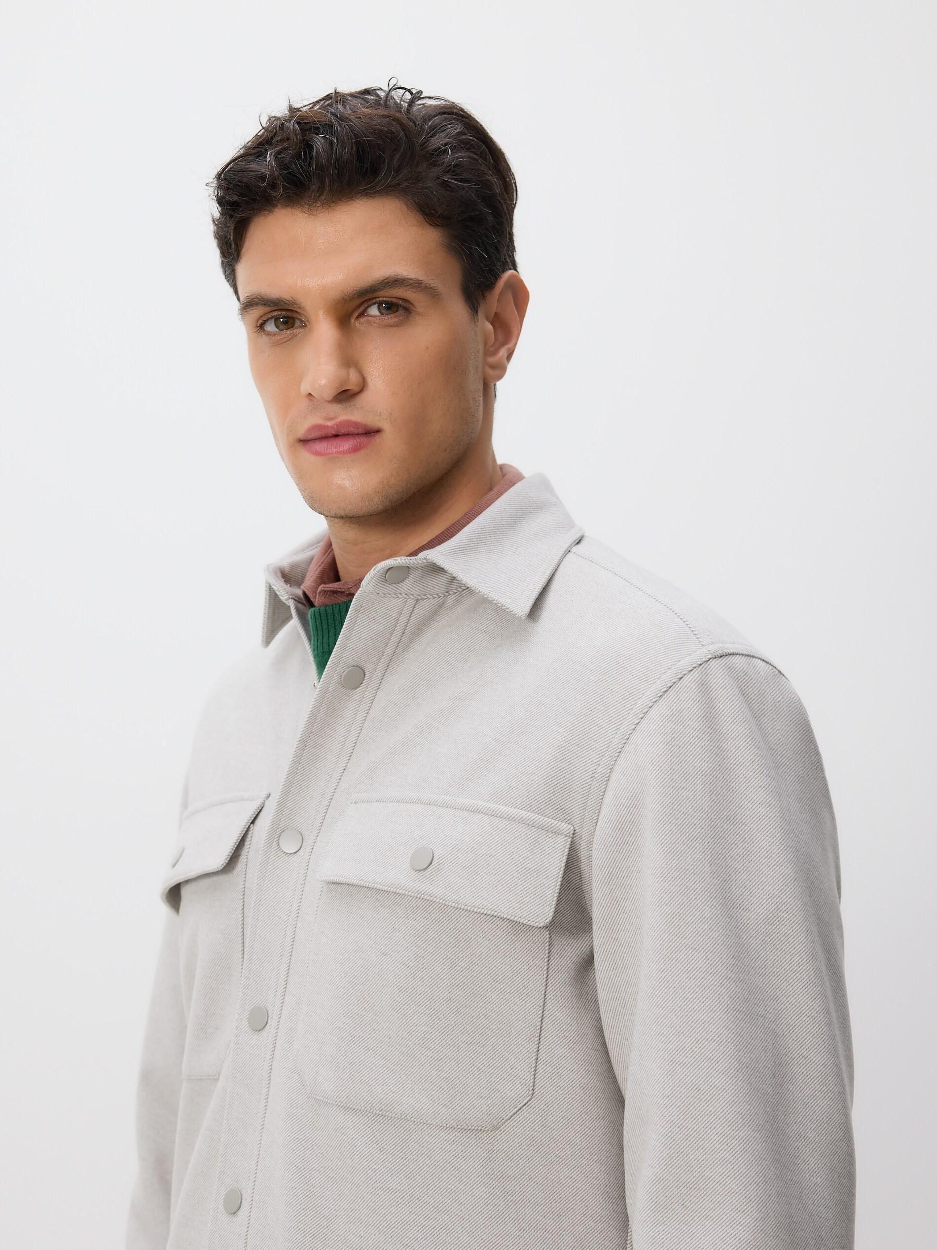 Grey Collared Shacket, Light grey, medium