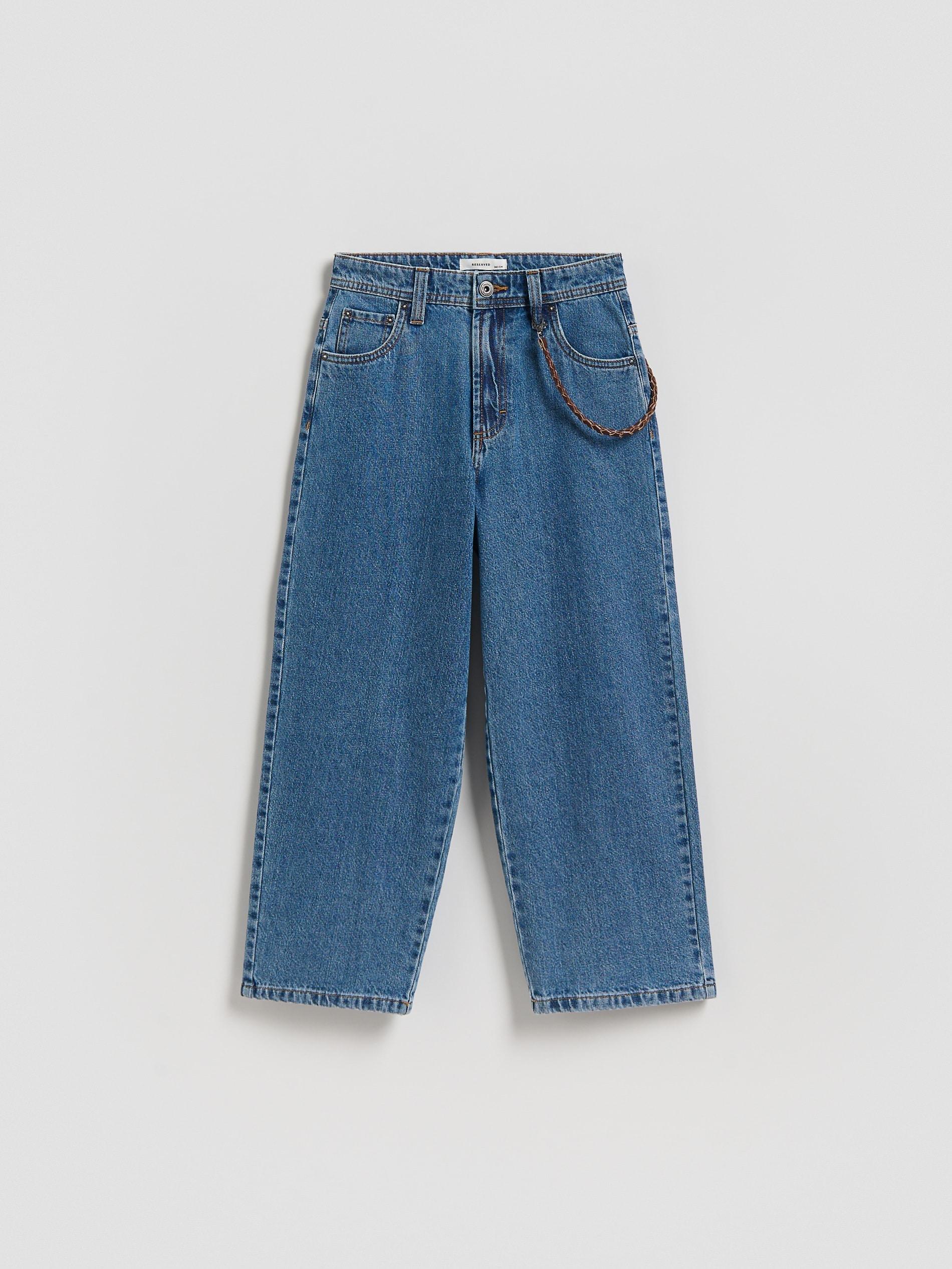 Blue Jeans Baggy Jeans With Keychain, Blue, large image number 0