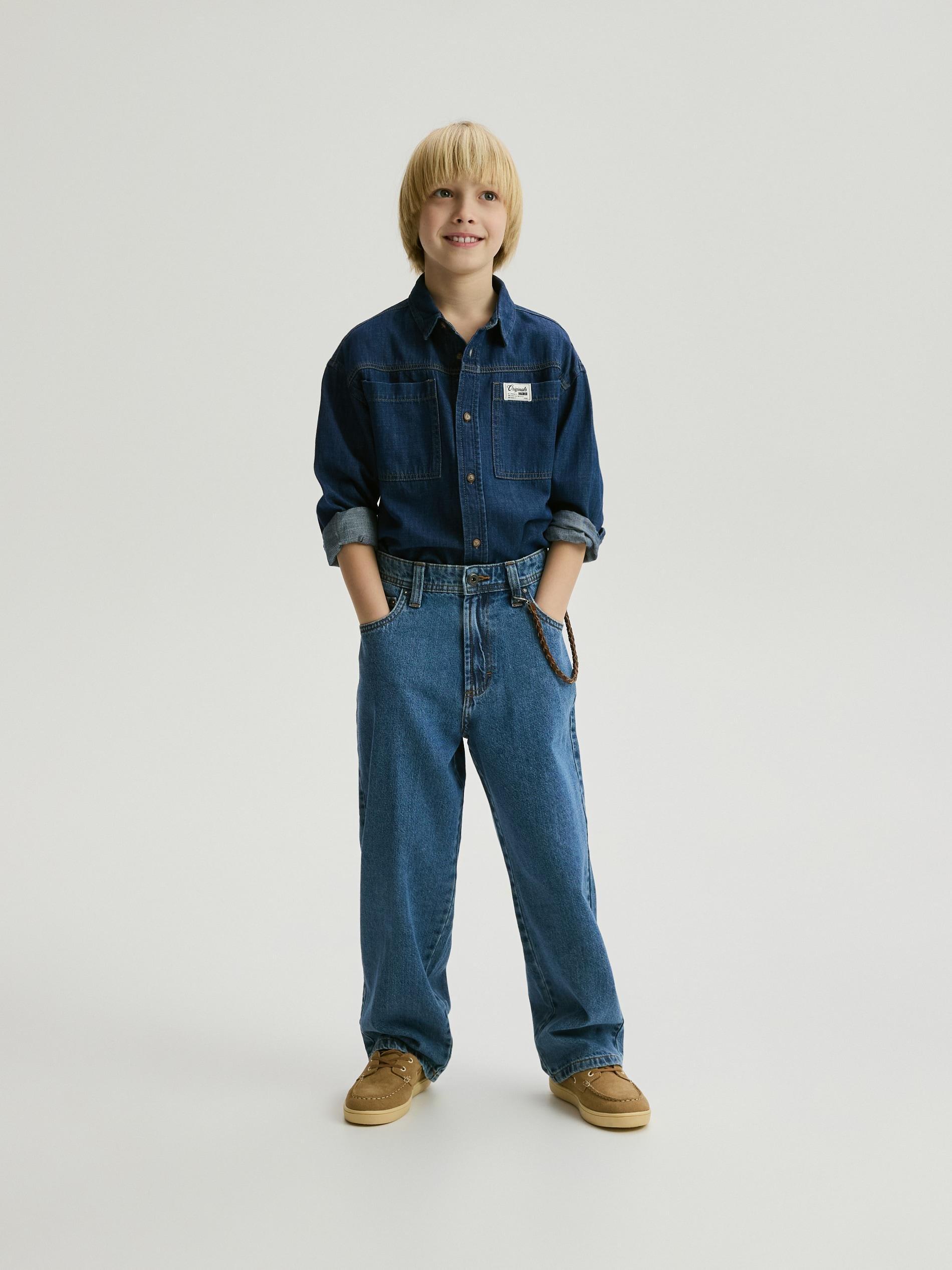 Blue Jeans Baggy Jeans With Keychain, Blue, large image number 1