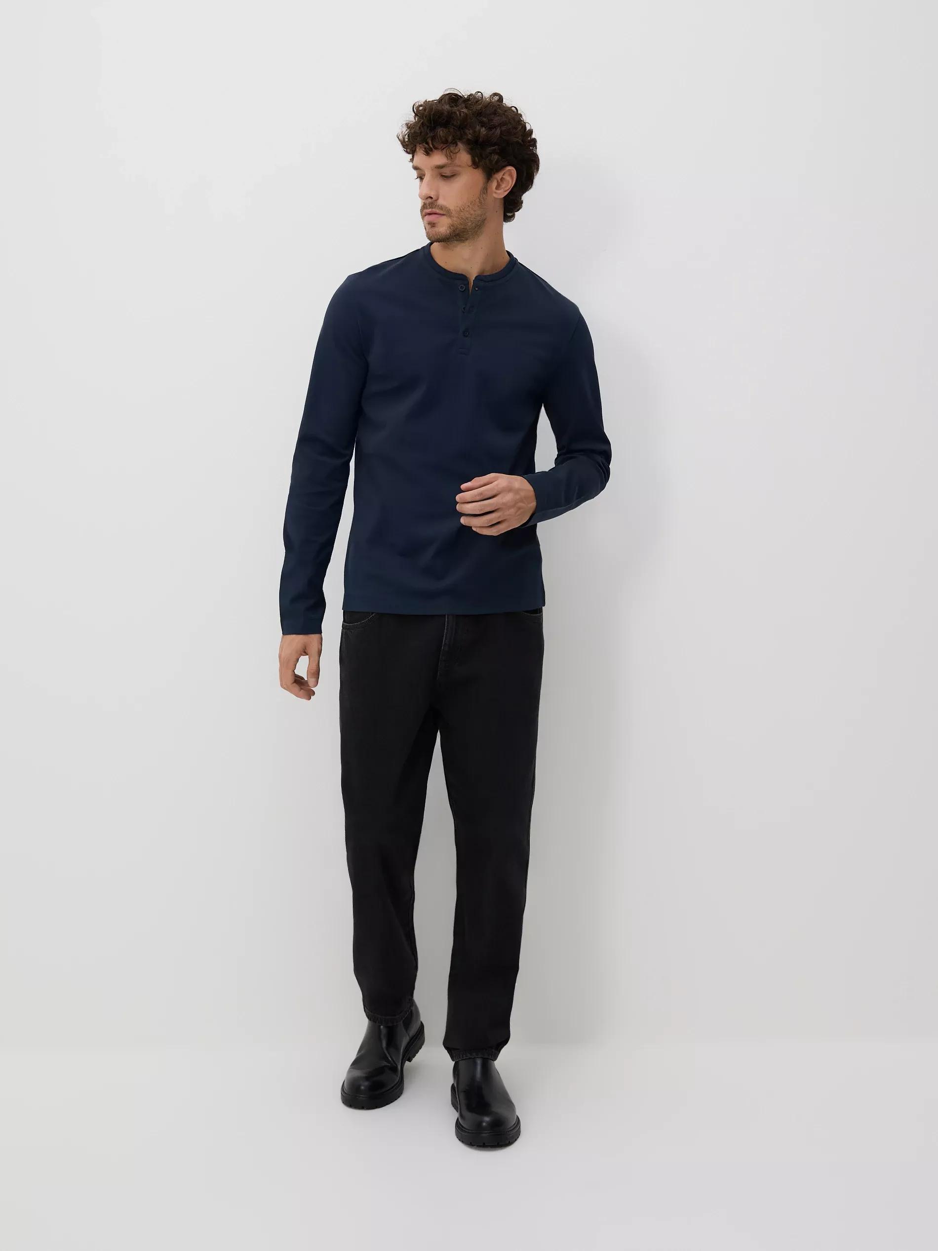 Navy Cotton Slim Long&atilde;&cent;&Acirc;&sbquo;&not;&Acirc;&euro;&tilde;Sleeve, Navy, large image number 3