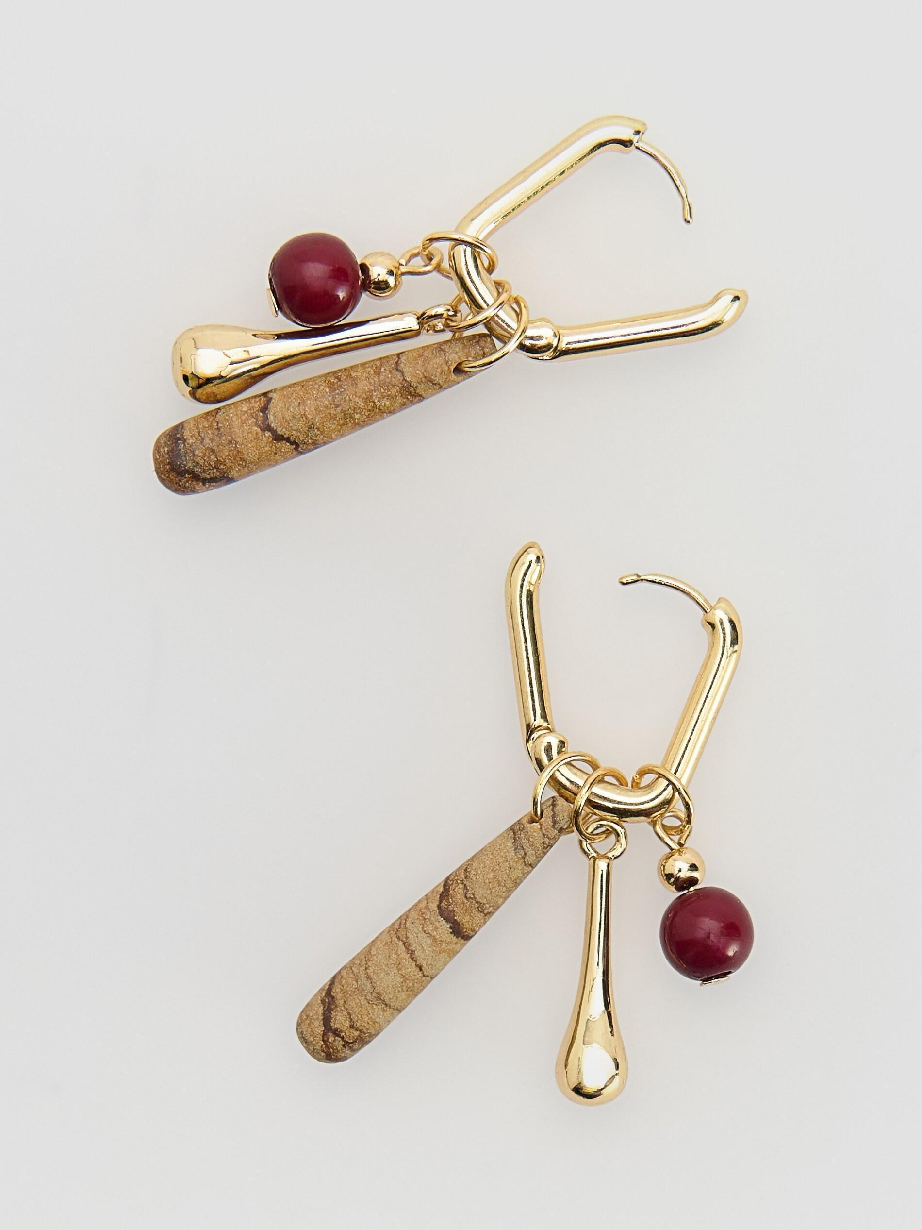 Multicolor Hoop Earrings With Beads And Pendants, Multicolor, large image number 1