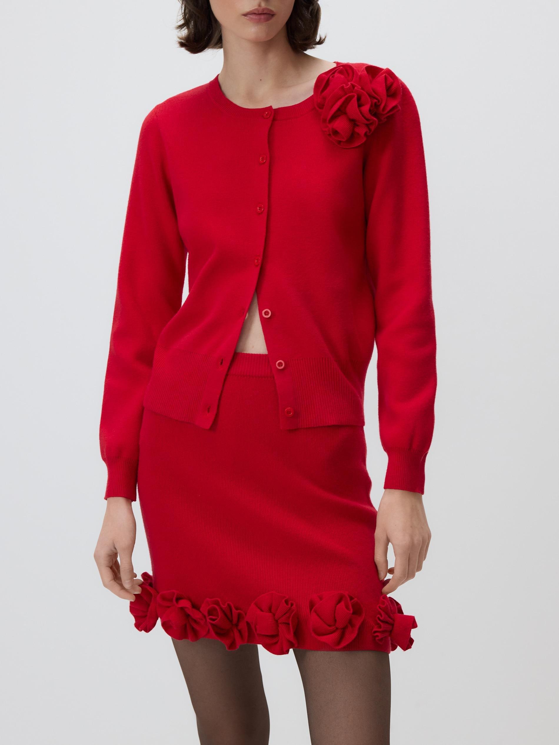 Red Skirt With Decorative Applique, Red, large image number 2