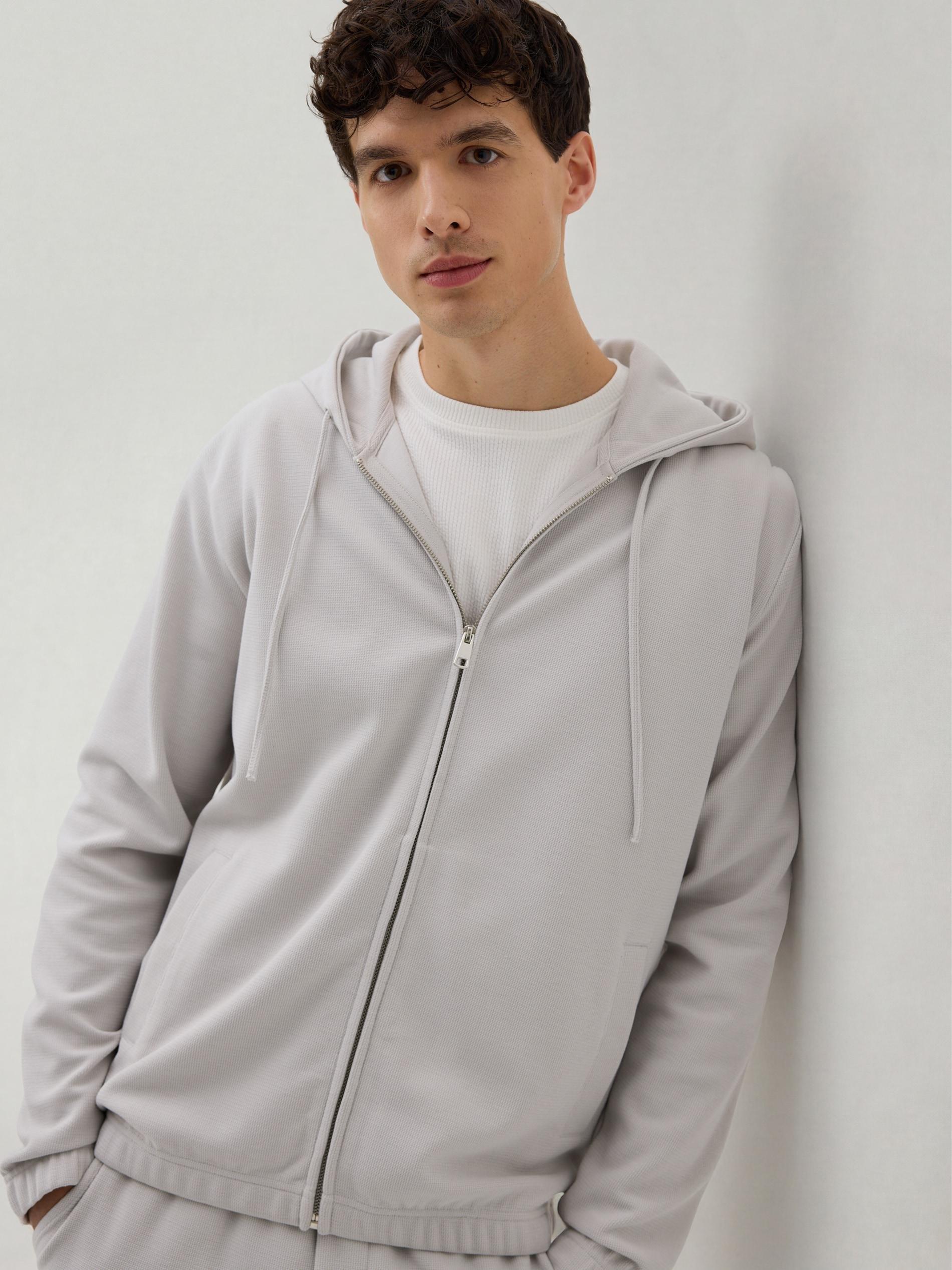 Grey Zip Up Sweatshirt, Light grey, large image number 2