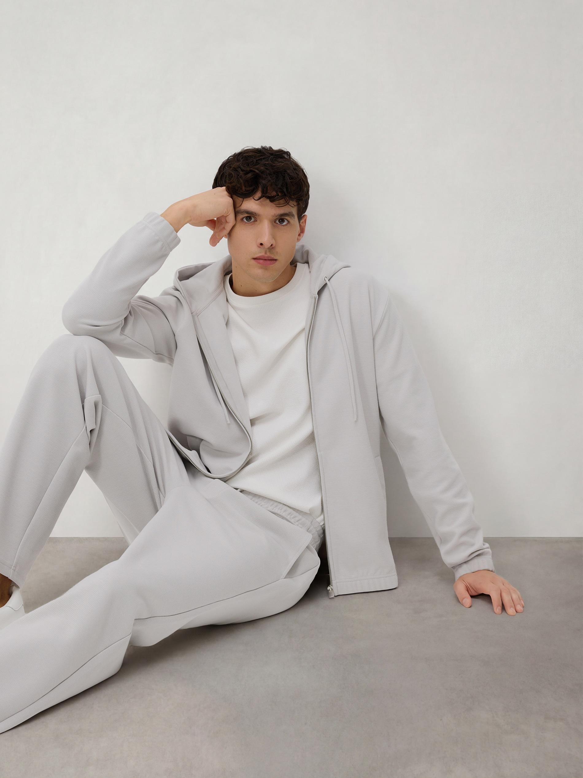 Grey Zip Up Sweatshirt, Light grey, large image number 3