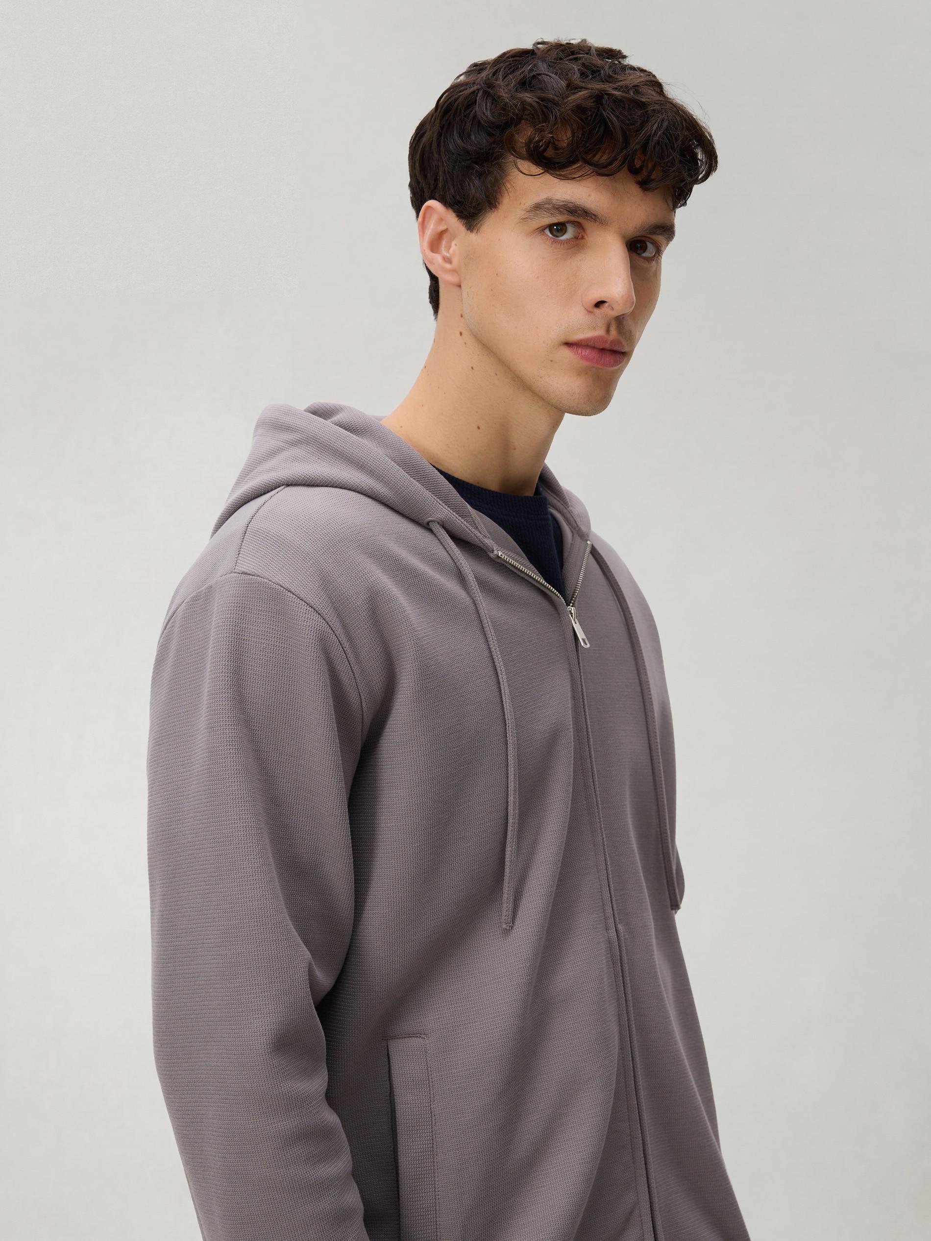 Brown Zip Up Sweatshirt, Brown, medium