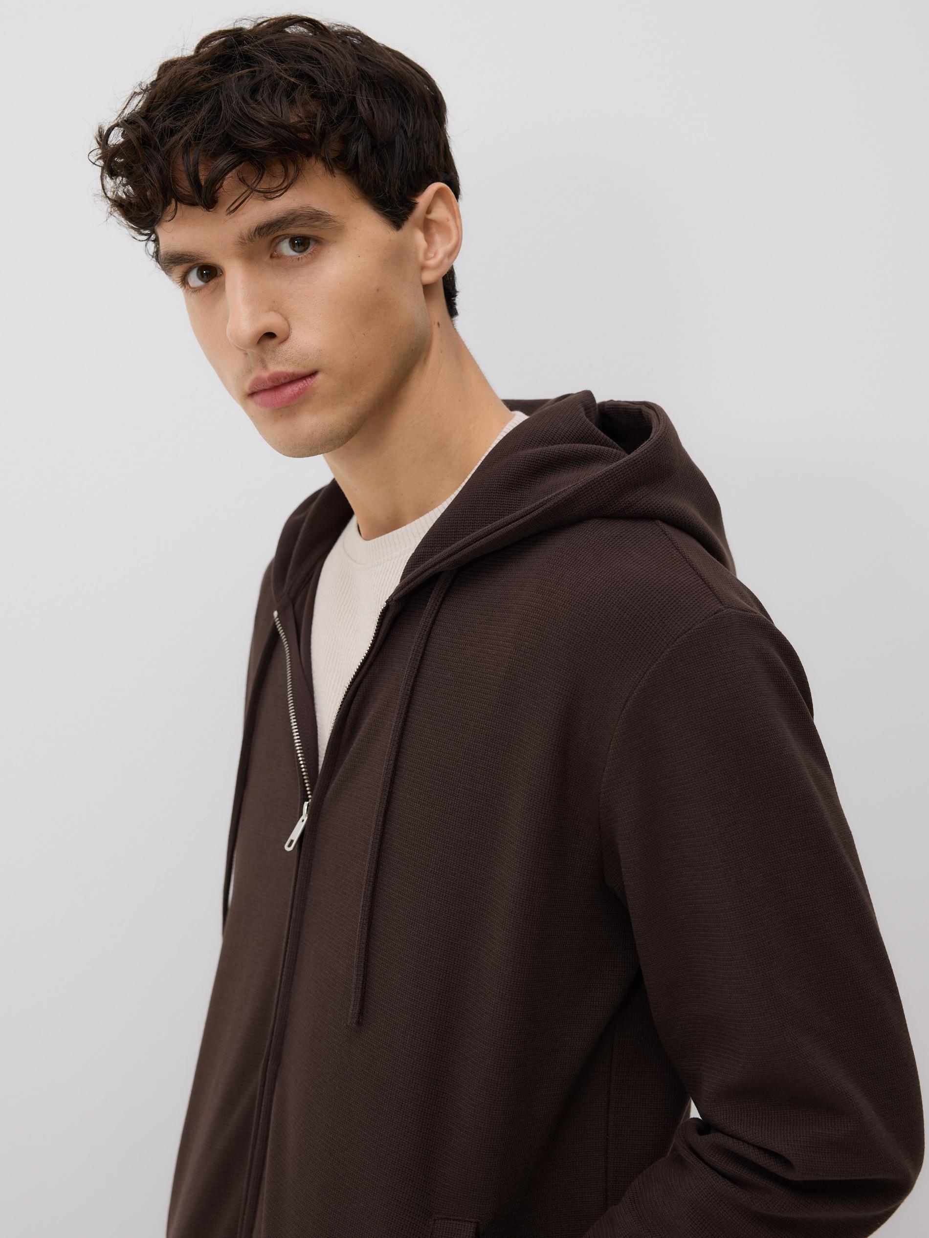 Brown Zip Up Sweatshirt, Brown, medium