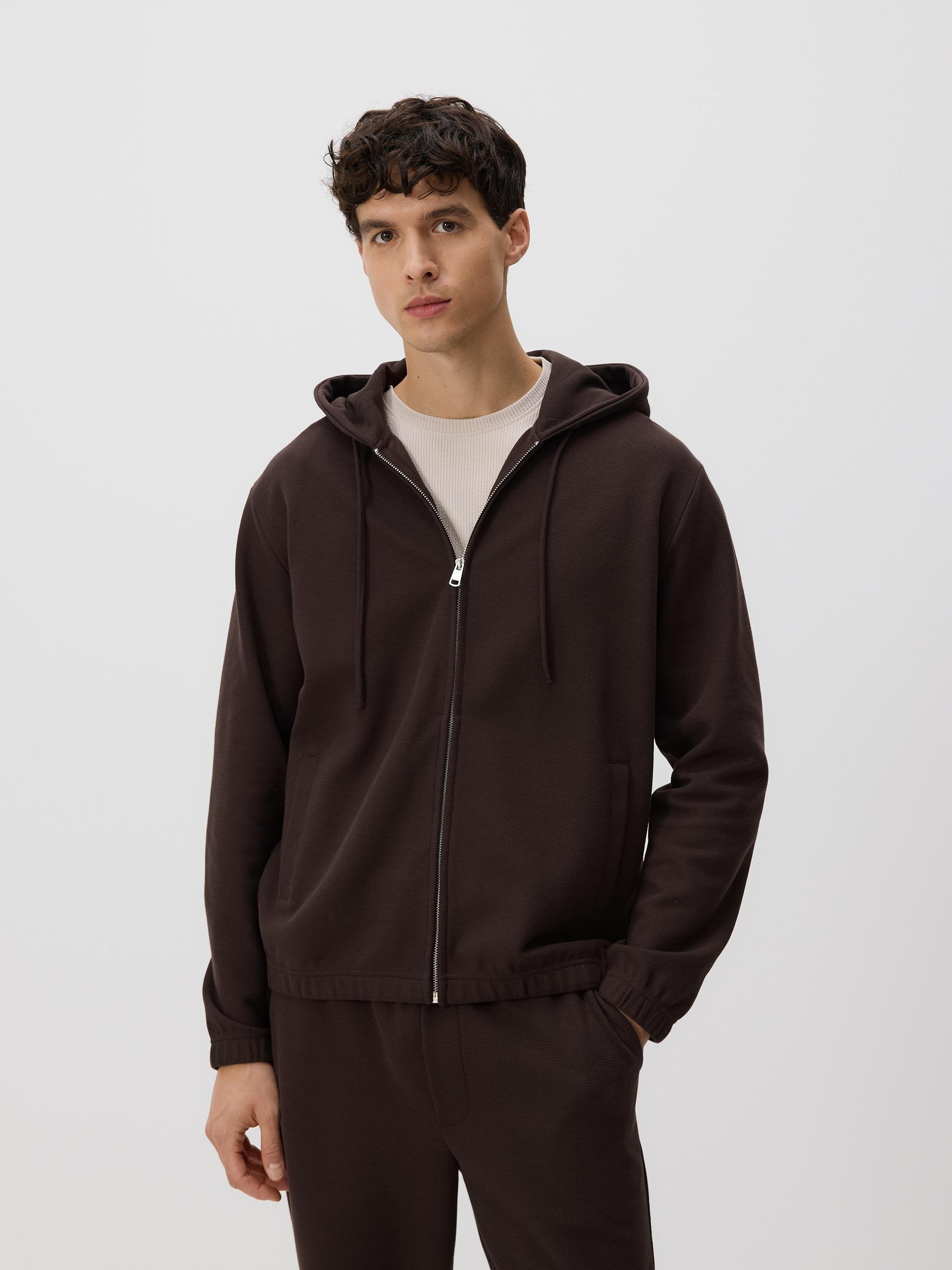 Brown Zip Up Sweatshirt, Brown, medium