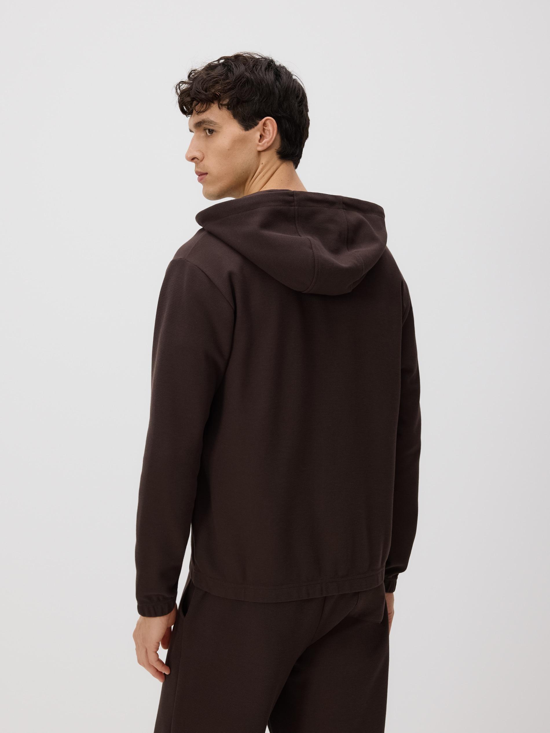 Brown Zip Up Sweatshirt, Brown, large image number 3