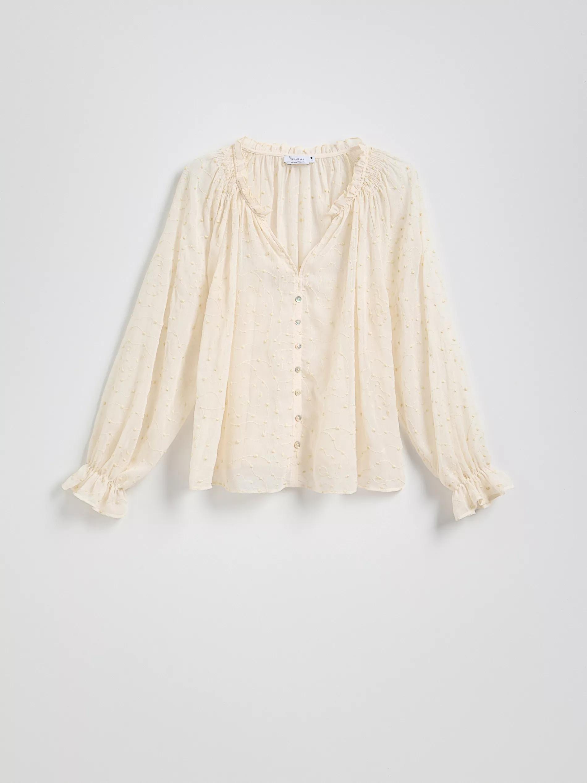 Cream Top With Frills, , large image number 0