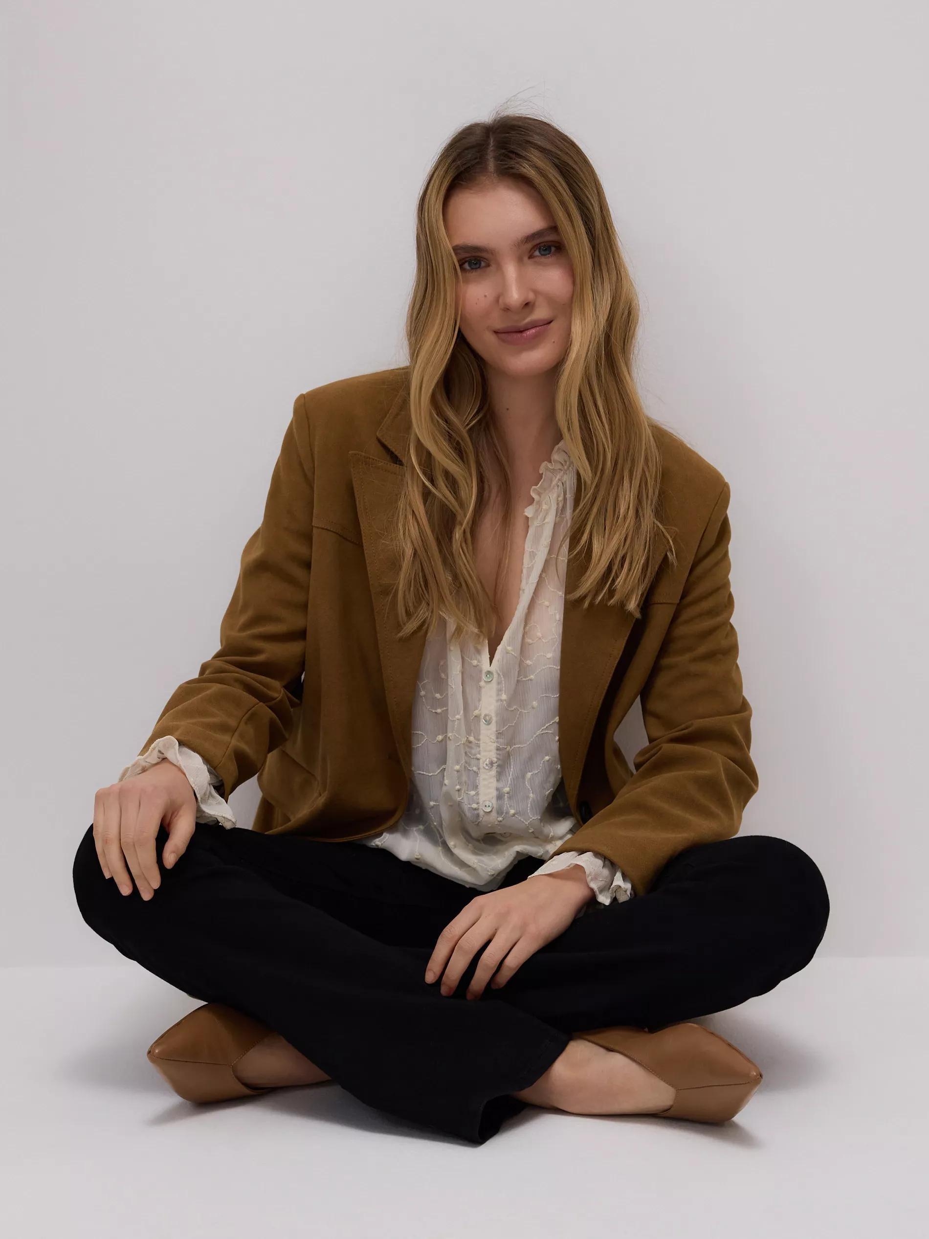 Cream Top With Frills, Ivory, large image number 3