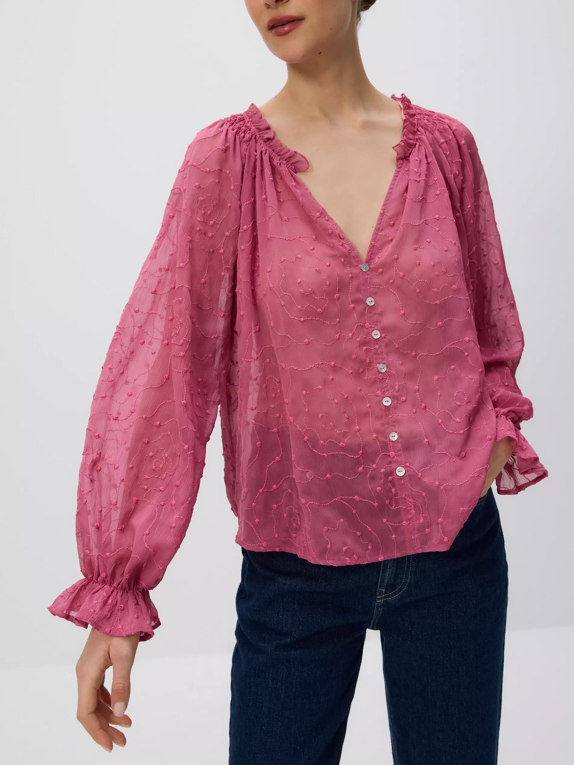 Pink Top With Frills, Pink, medium