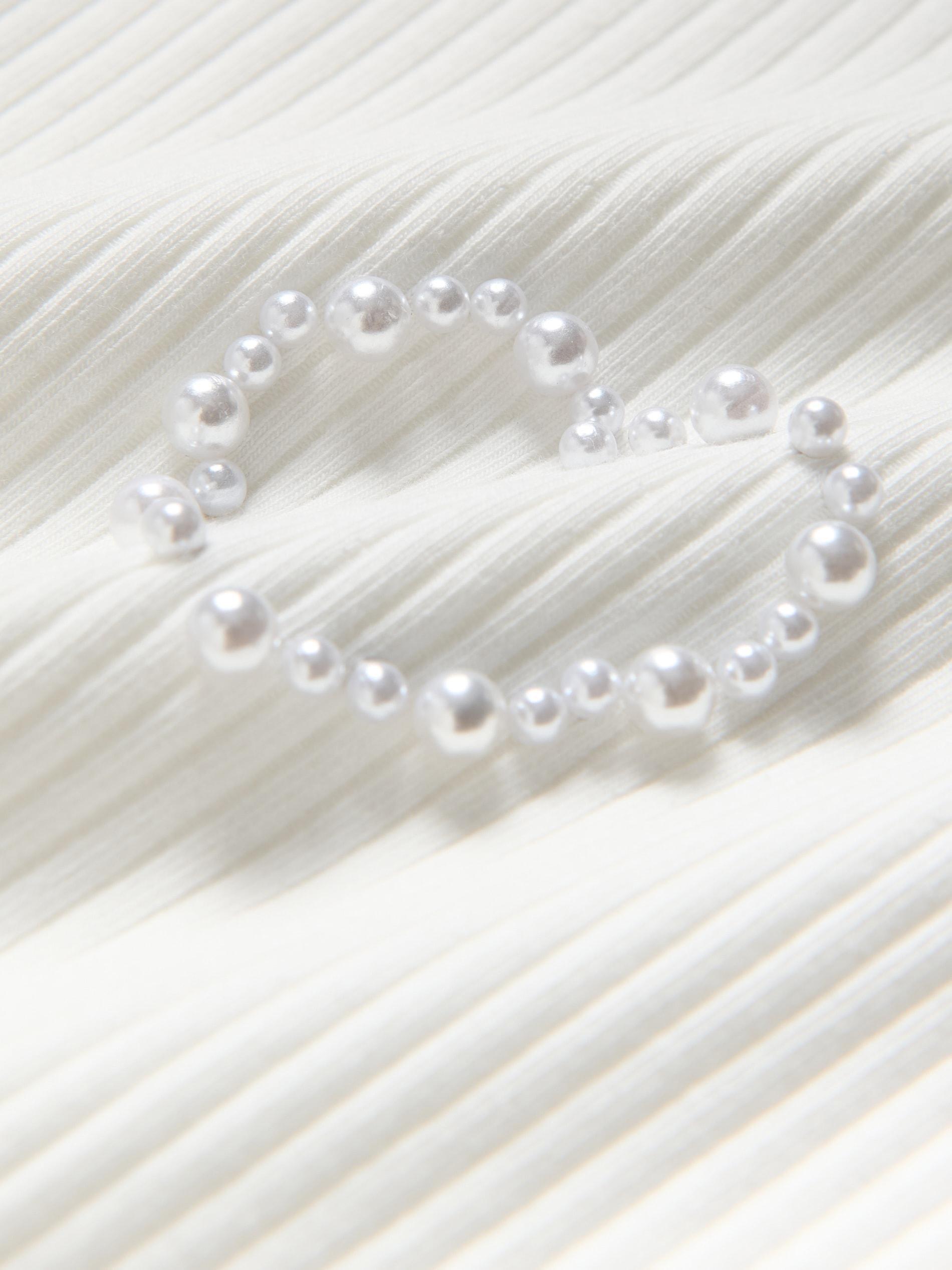 Cream Ribbed Top With Applique, Ivory, large image number 3