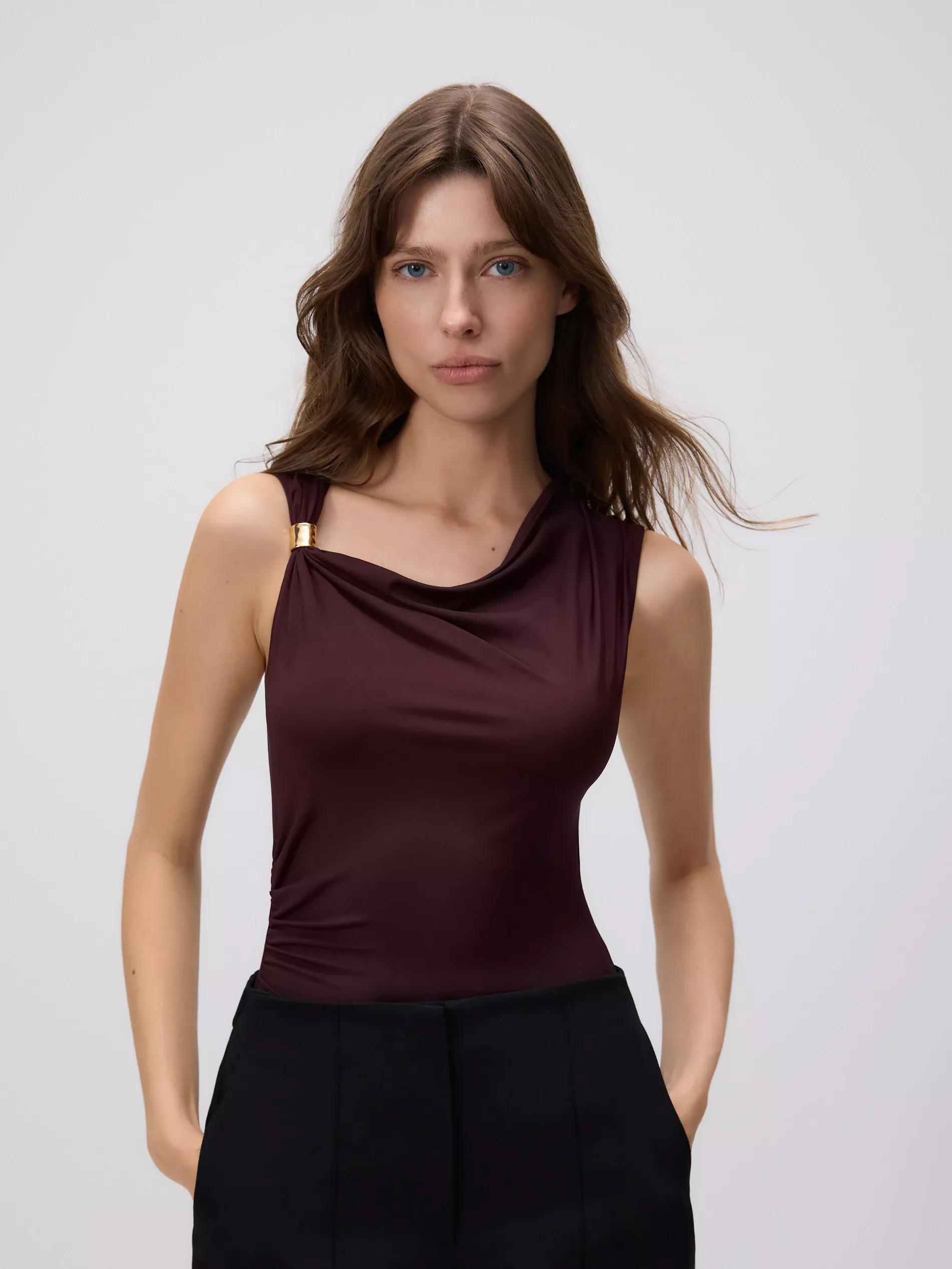 MAROON Bodysuit with decorative detail, Burgundy, medium