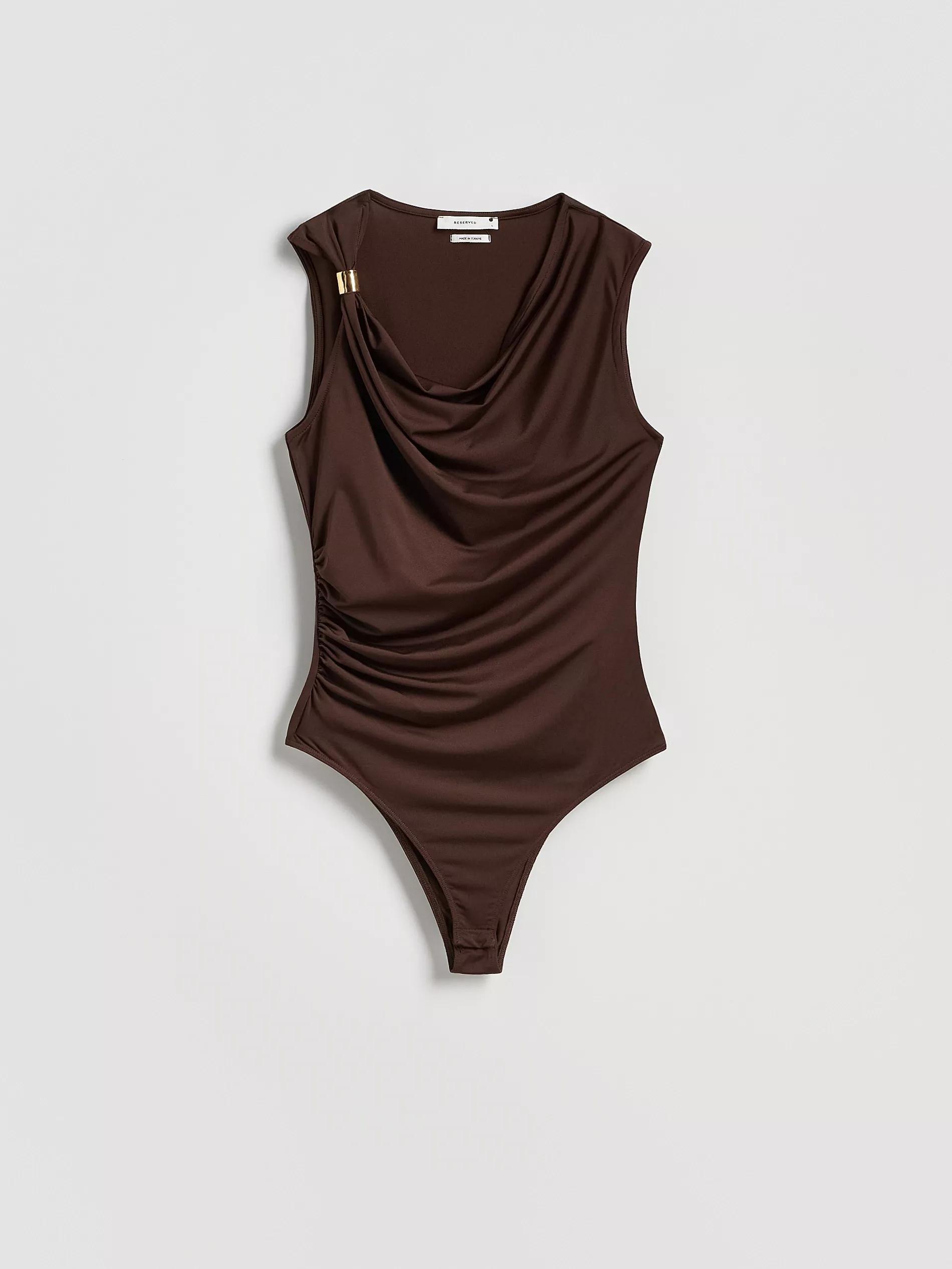 DARK BROWN Bodysuit with decorative detail, , large image number 4