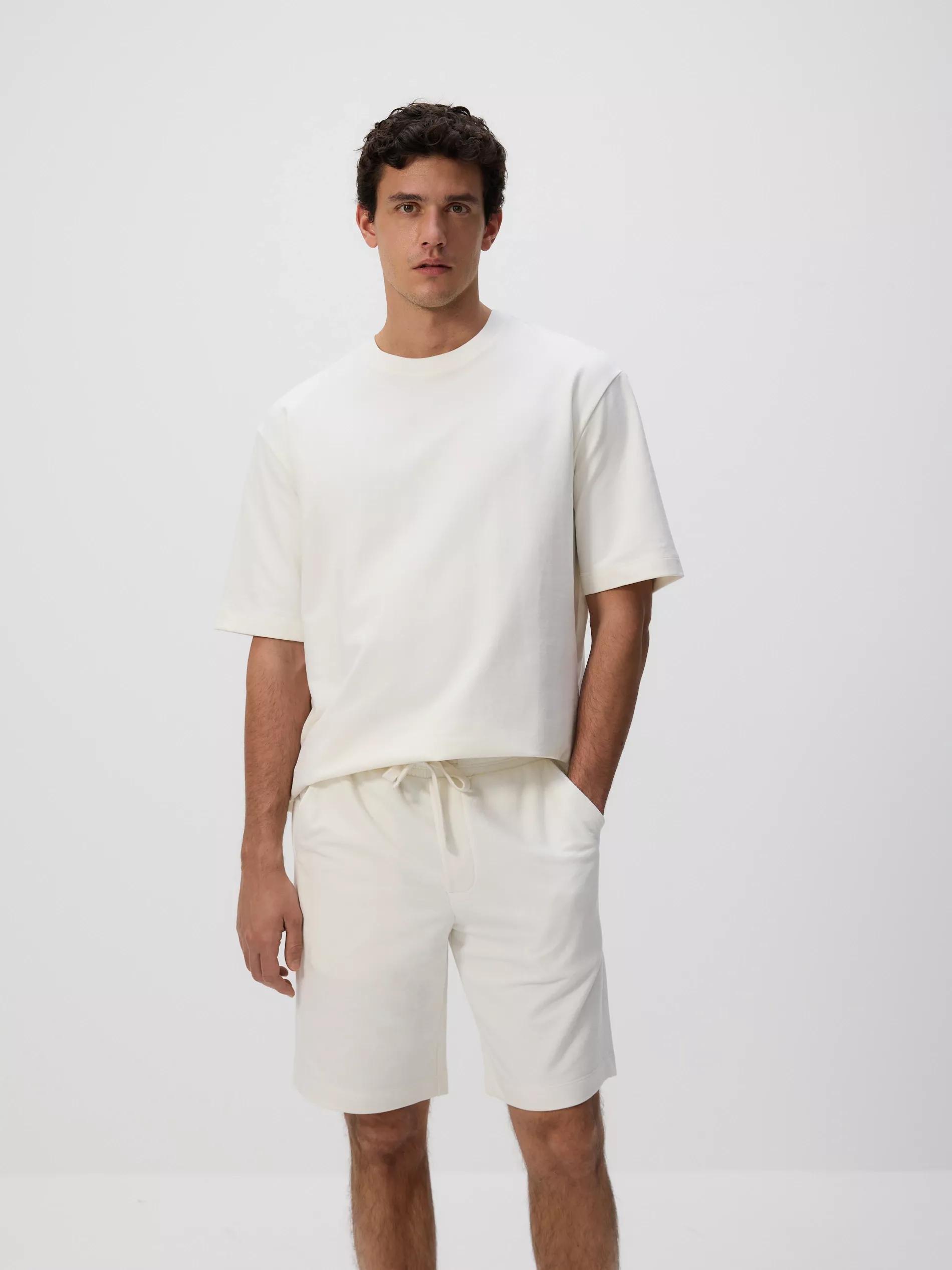 Cream Regular Fit Sports Shorts, , large image number 0