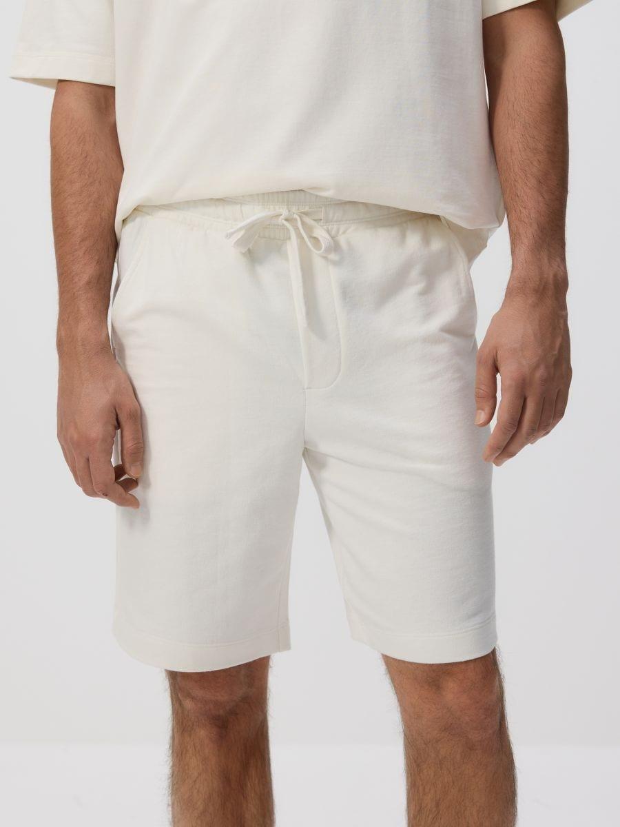 Cream Regular Fit Sports Shorts, , large image number 0