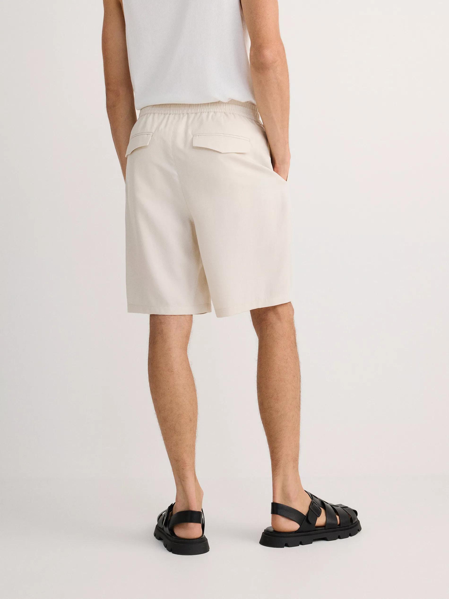 Cream Solid Regular Shorts, , large image number 3