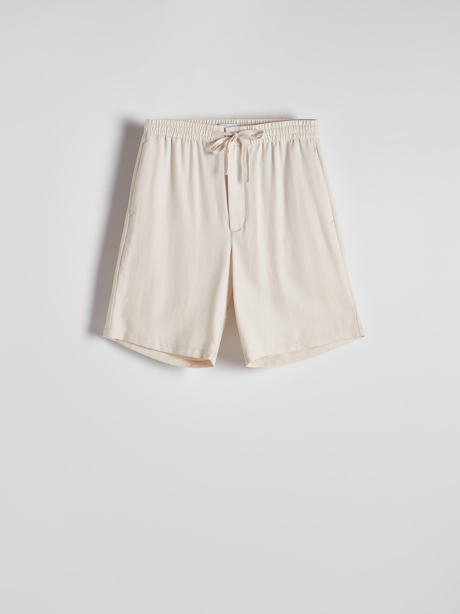 Cream Solid Regular Shorts, , large image number 4
