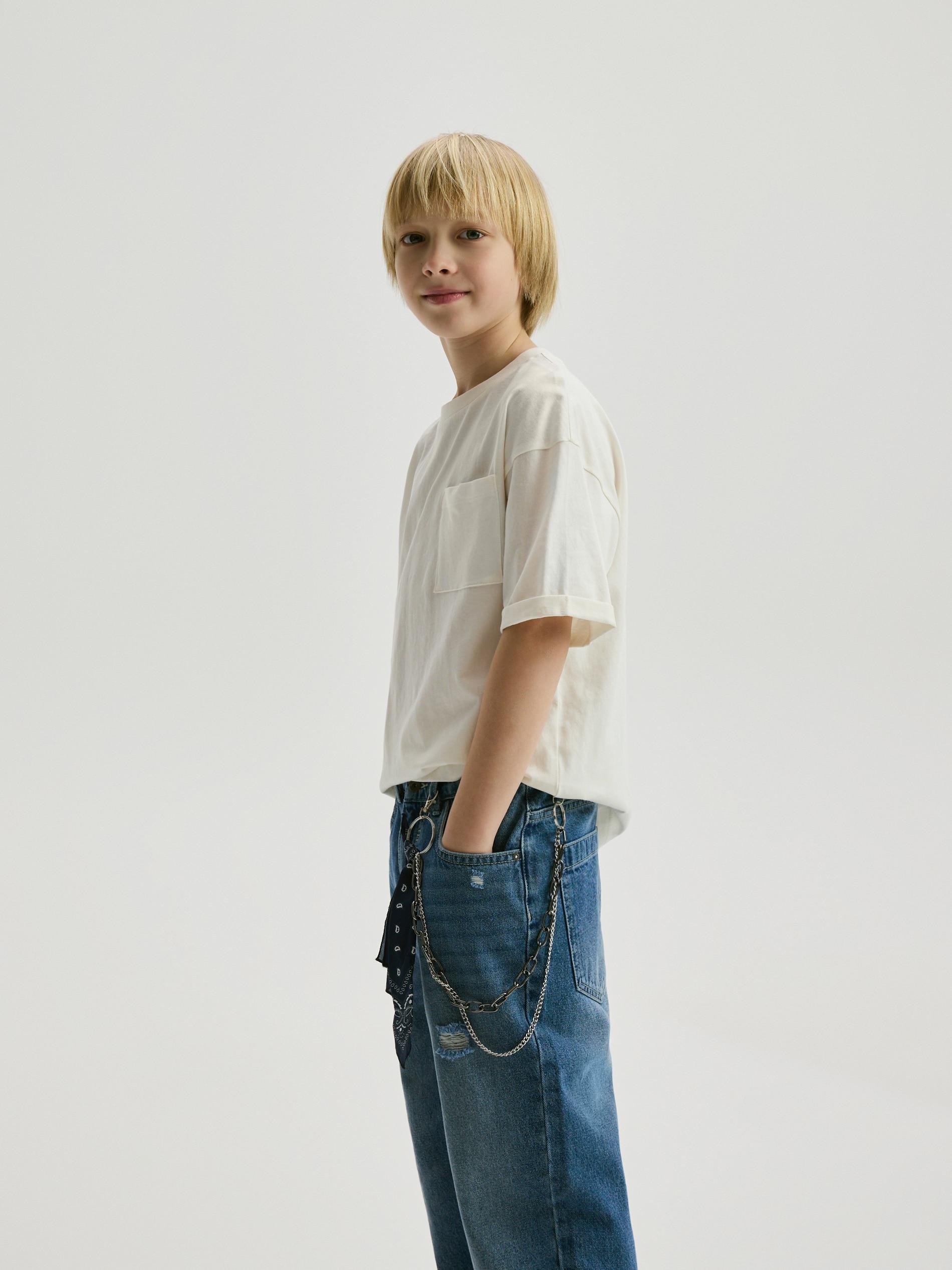 Blue Jeans Carrot Jeans With Chain And Bandana, Blue, large image number 4