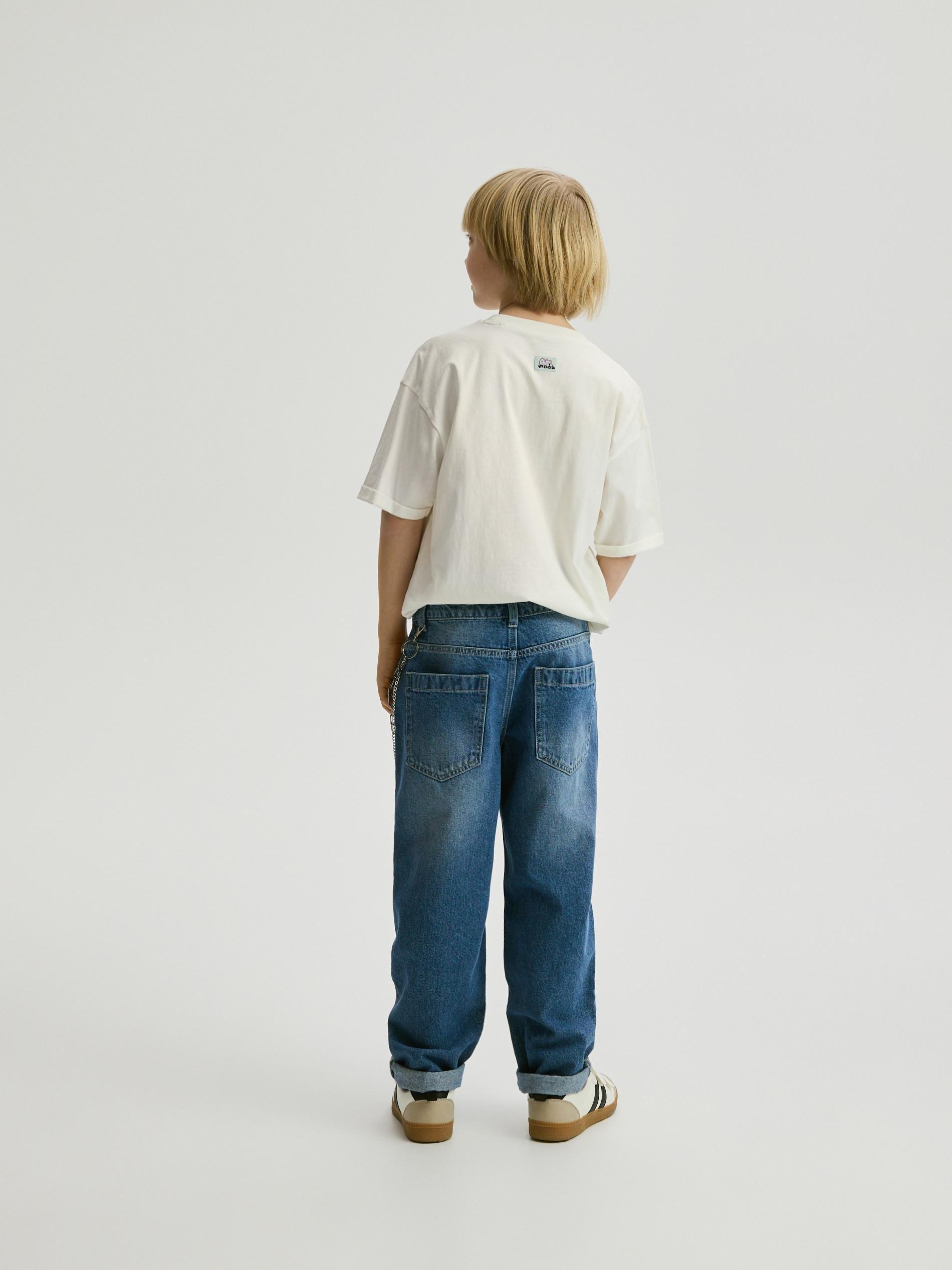 Blue Jeans Carrot Jeans With Chain And Bandana, Blue, large image number 5