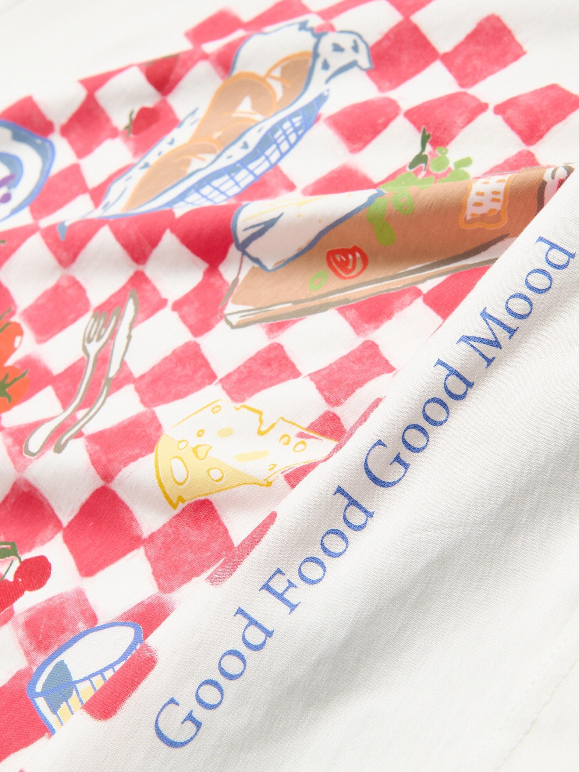 White Oversized T-Shirt With Print, White, medium