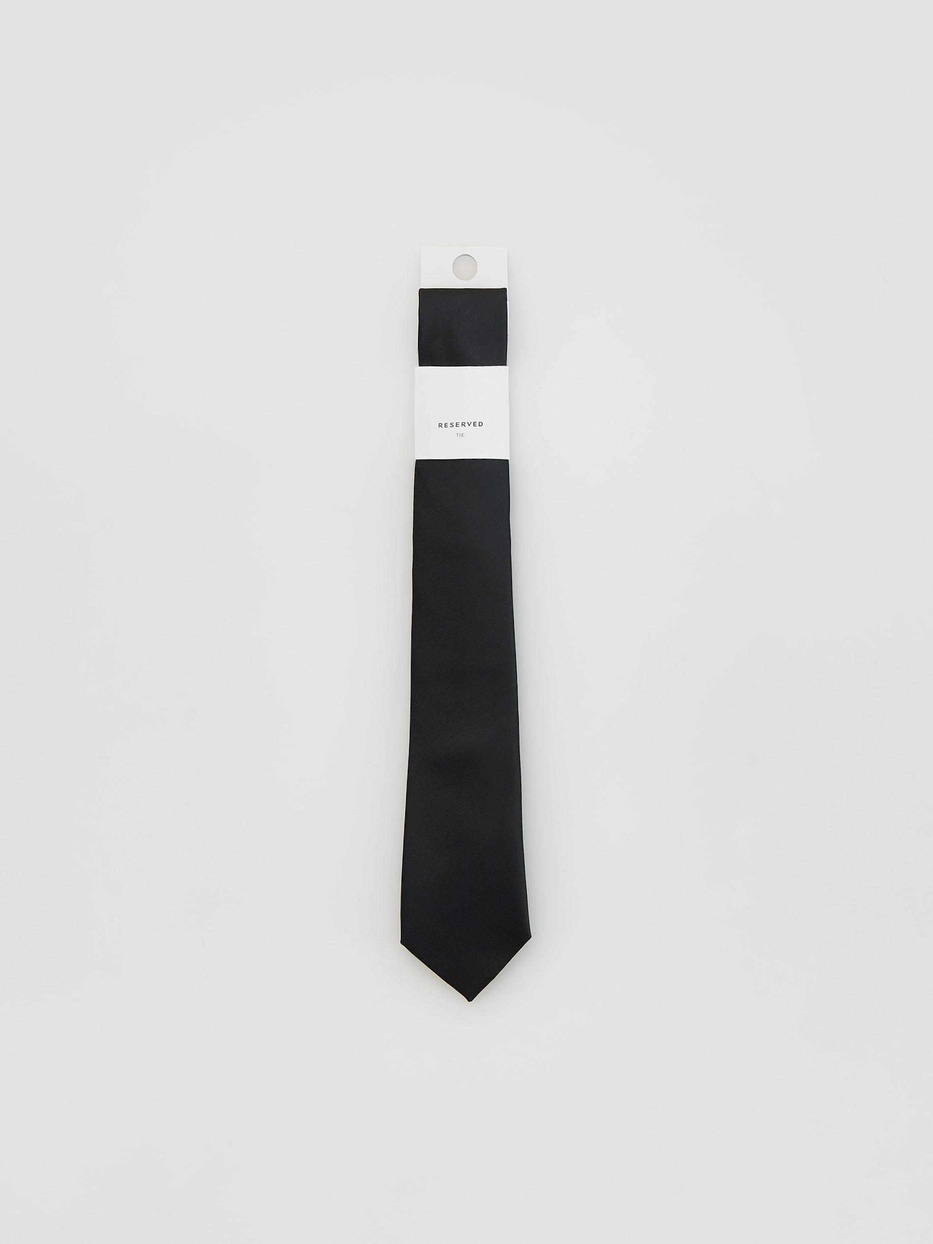 Black Slim Tie, Black, medium