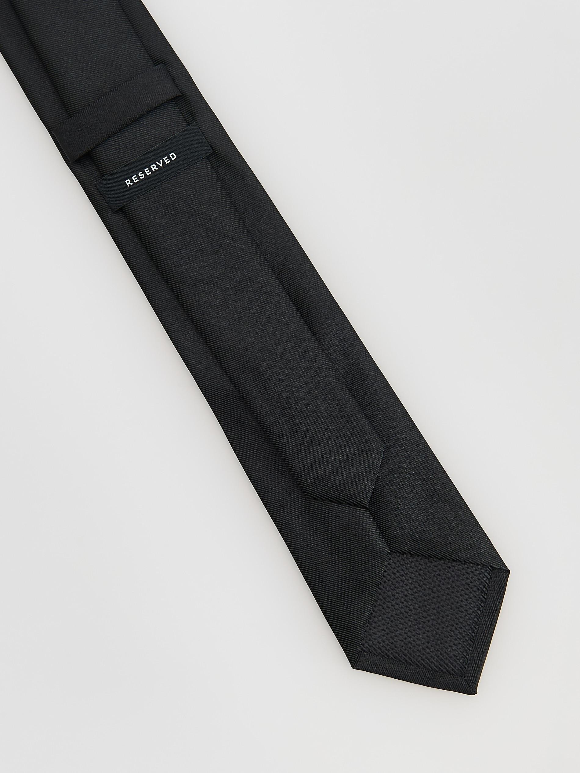 Black Slim Tie, Black, medium