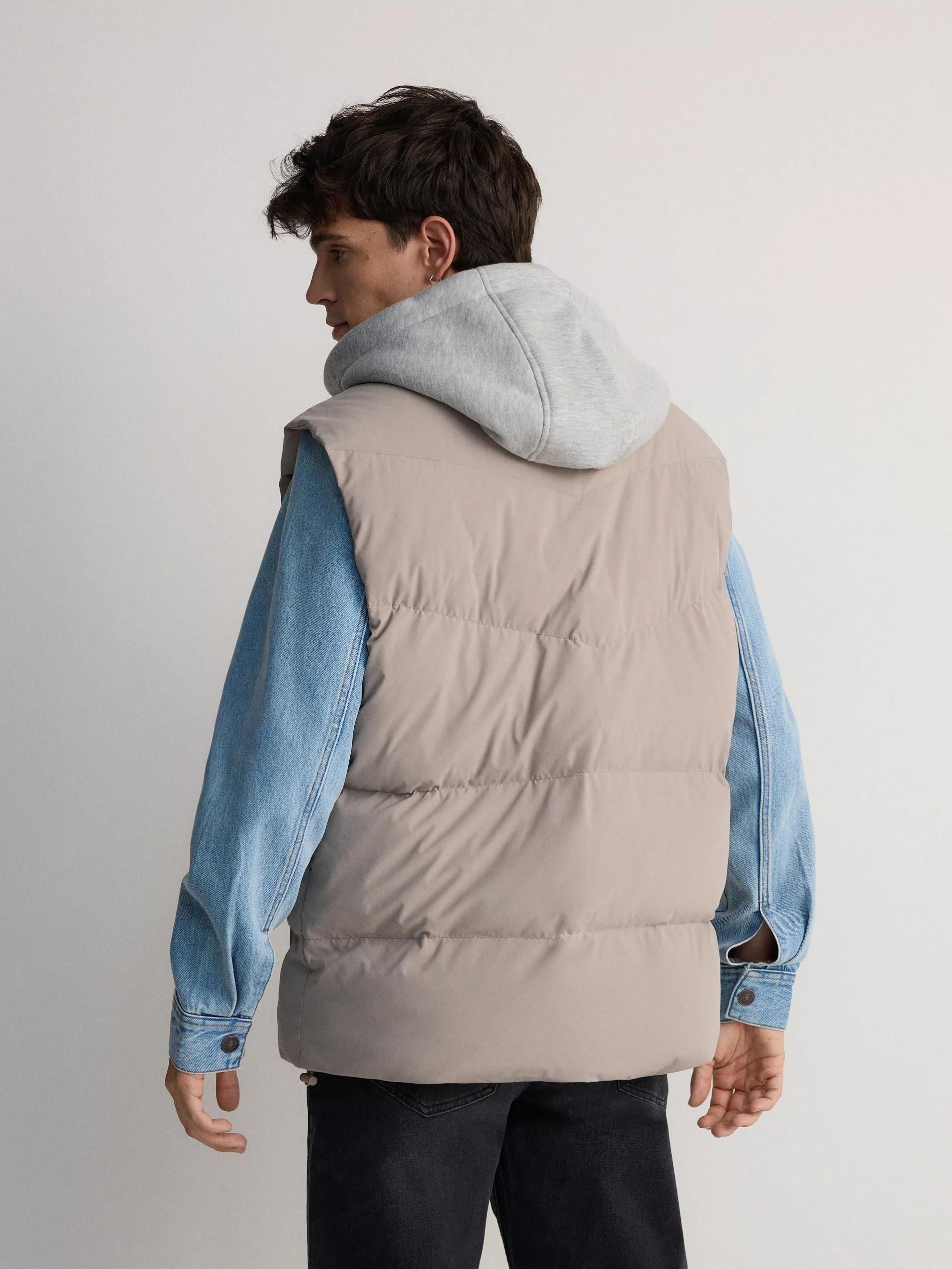 LIGHT GREY Vest with detachable hood, Light grey, large image number 1
