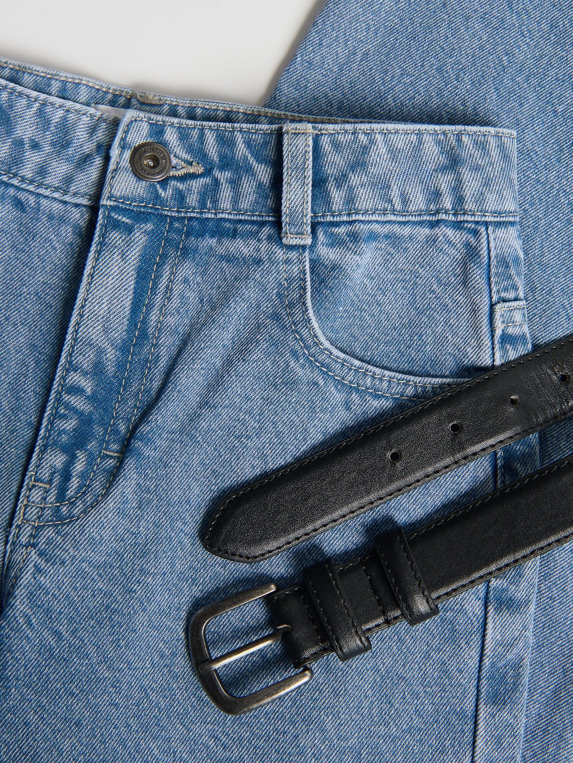 Blue Carrot Jeans With Belt, Blue, medium