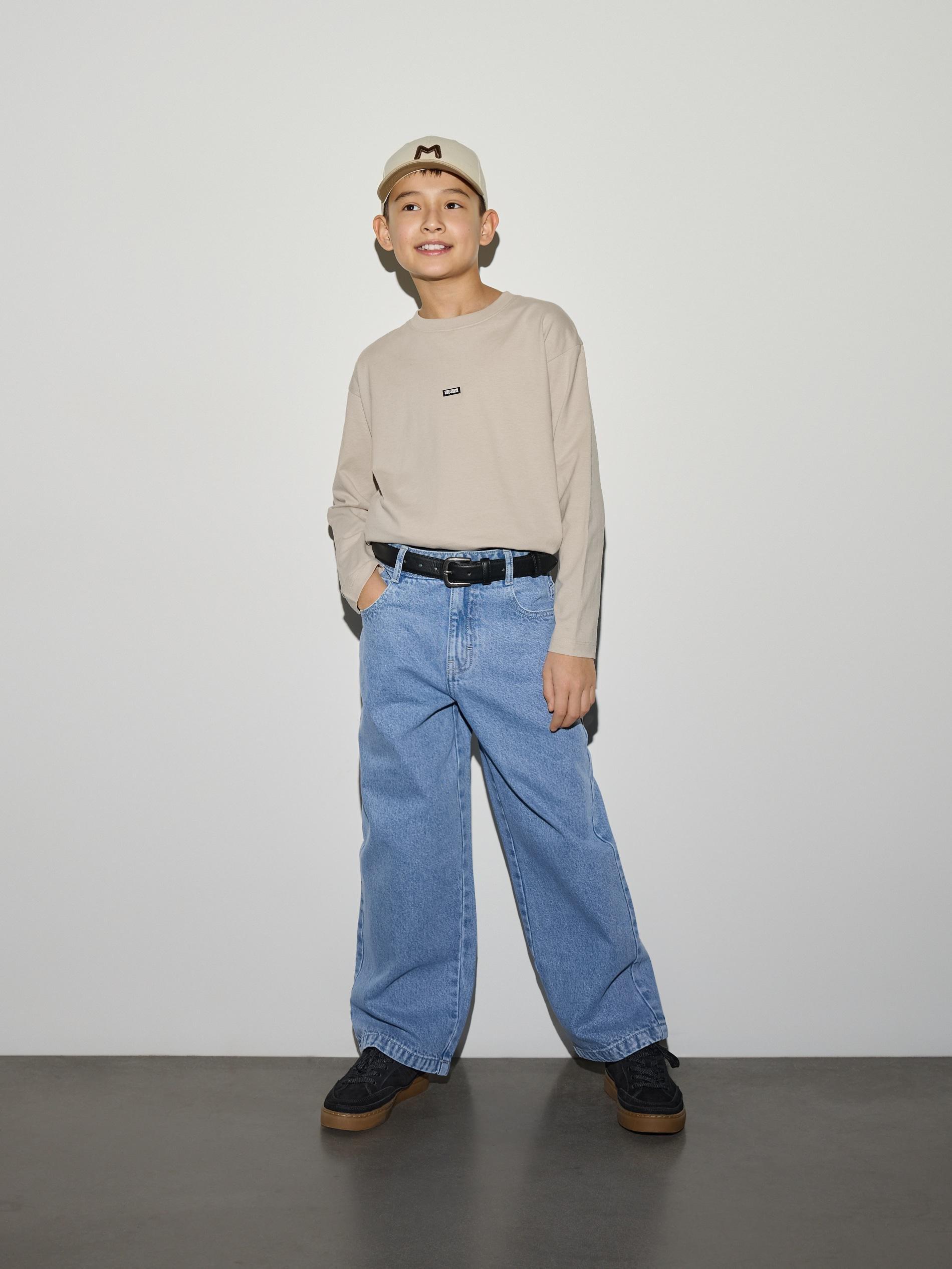 Blue Carrot Jeans With Belt, Blue, large image number 4