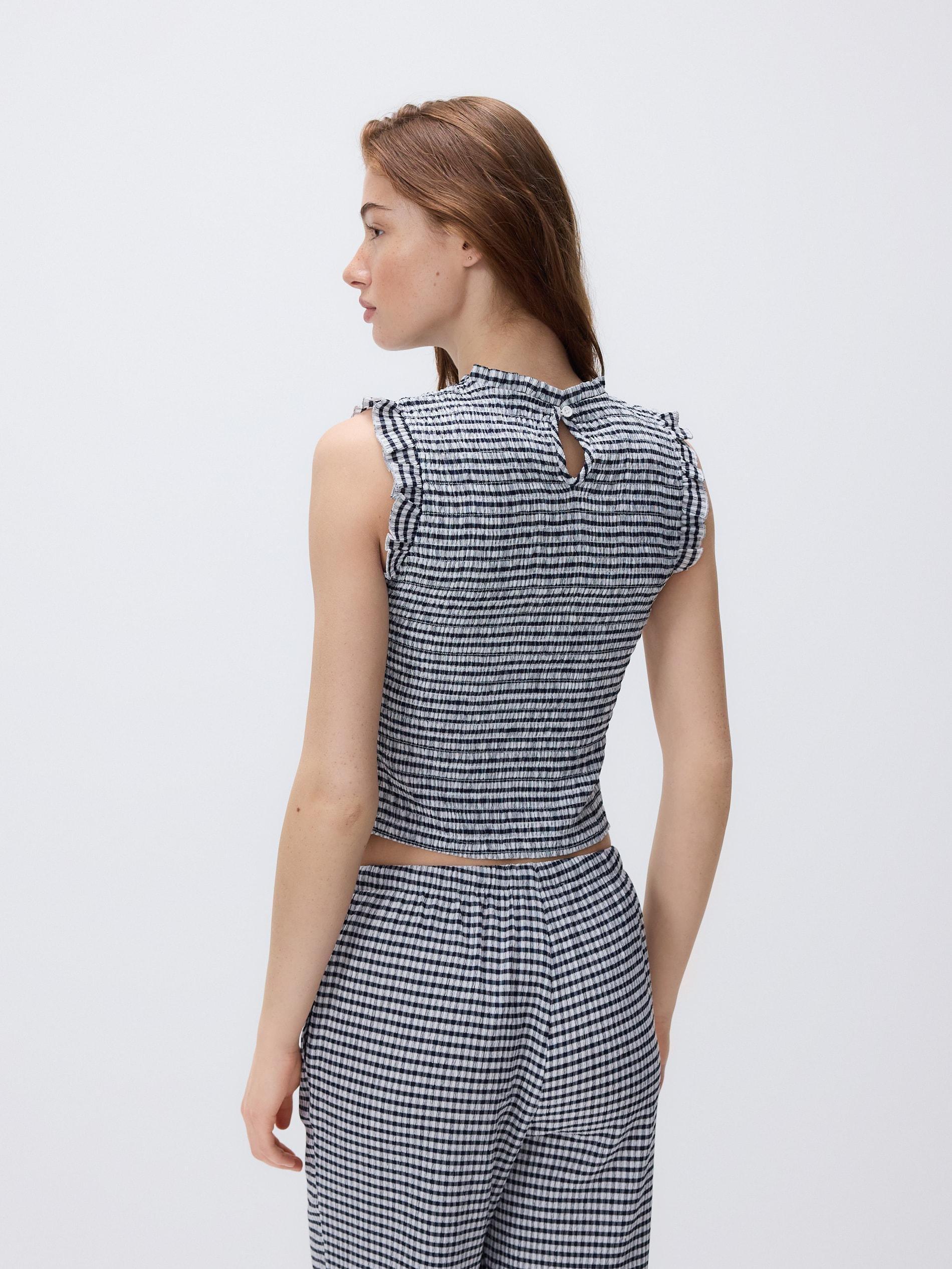 Navy Structural Sleeveless Blouse, Navy, large image number 3