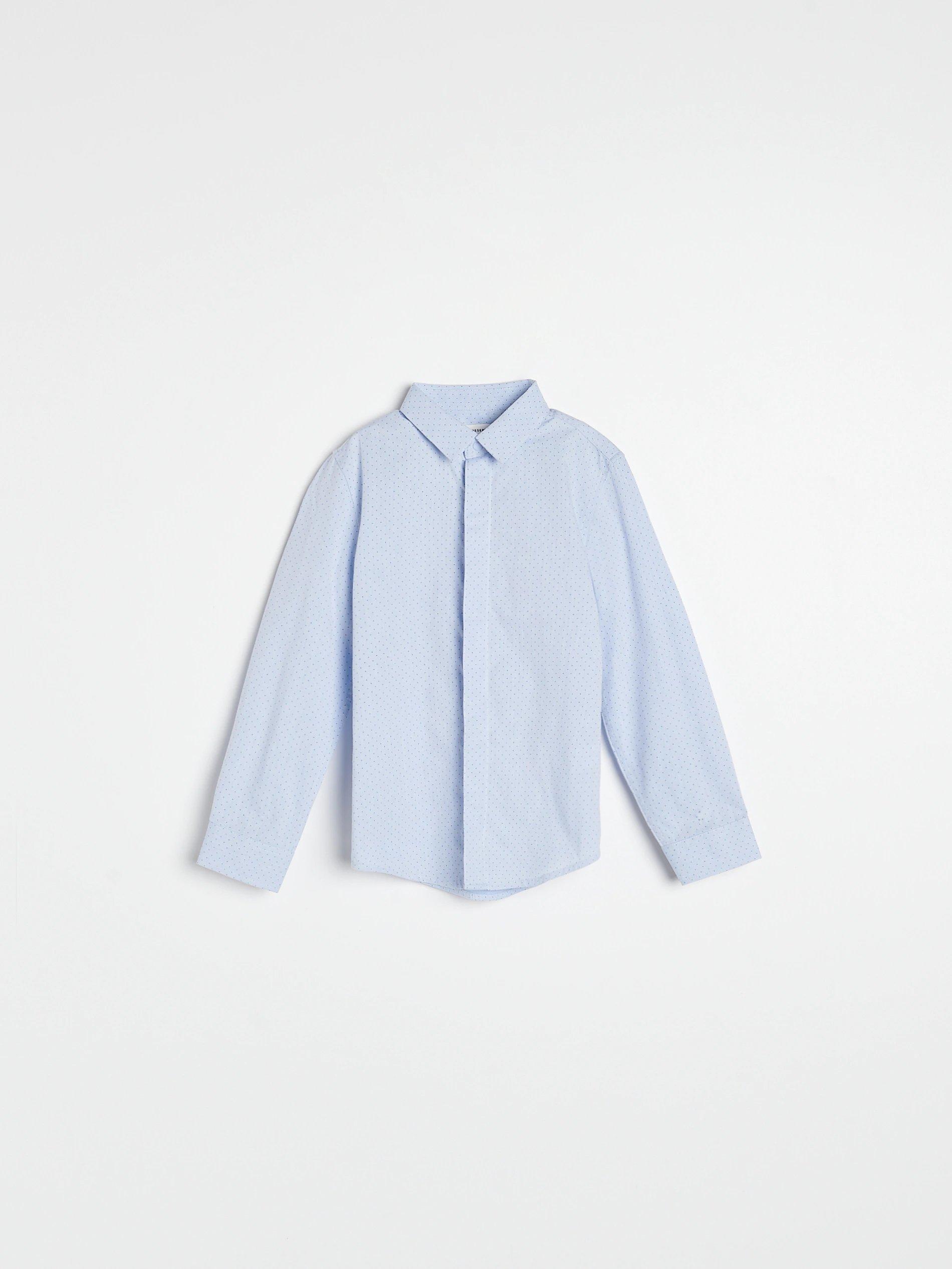Blue Cotton Polka Dot Shirt, Kids Boy, , large image number 1