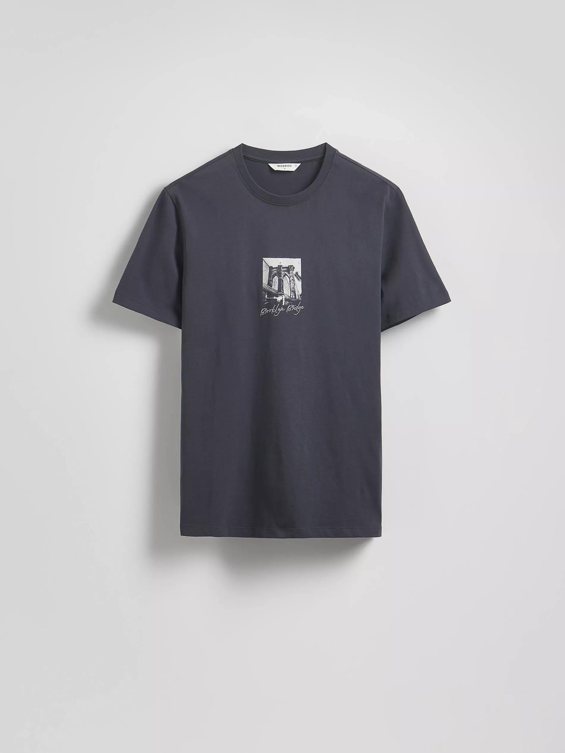 DARK GREY Regular fit printed T-shirt, Grey, large image number 0